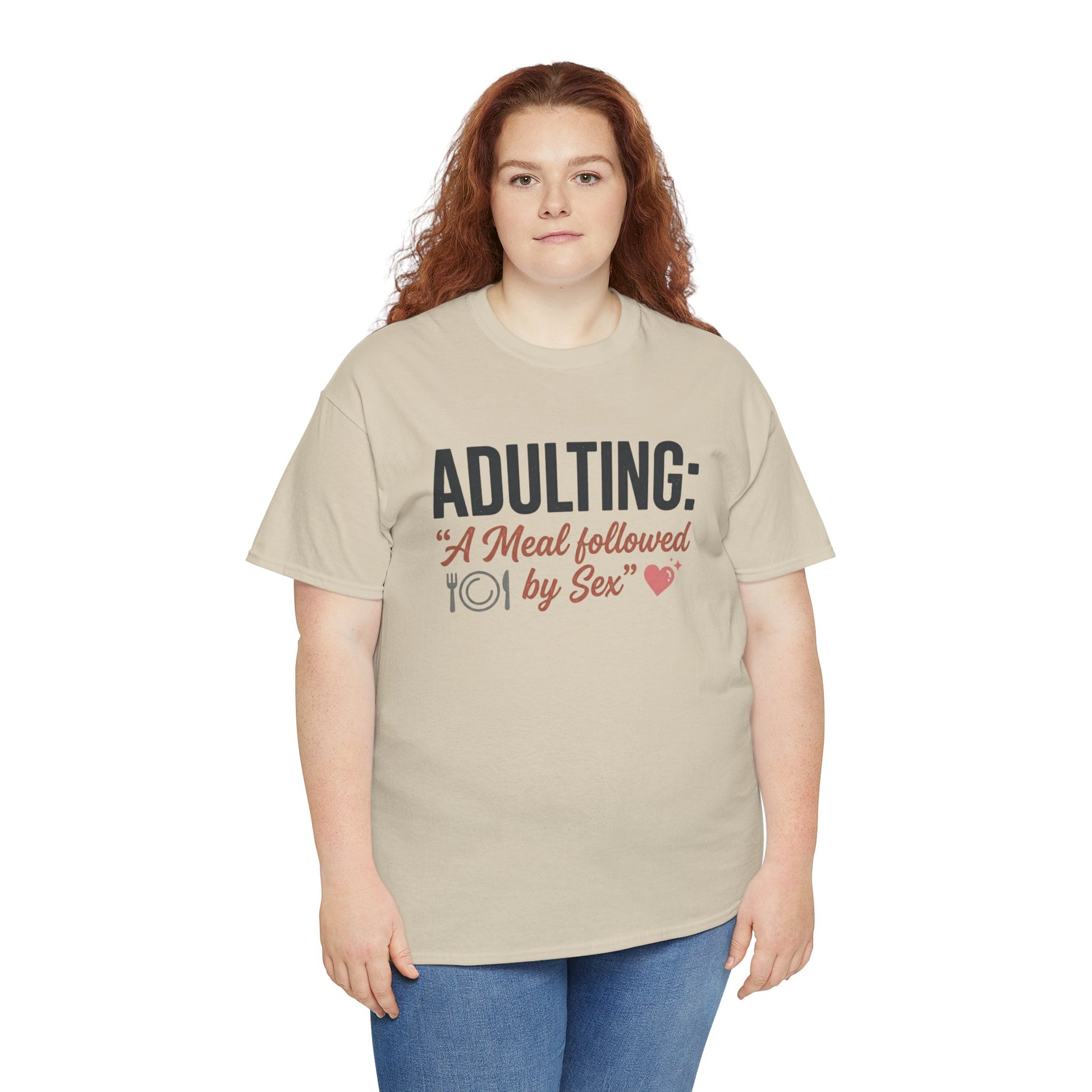 Adulting T‑Shirt – "Adulting: A Meal Followed by Sex" Funny Graphic Tee Printify