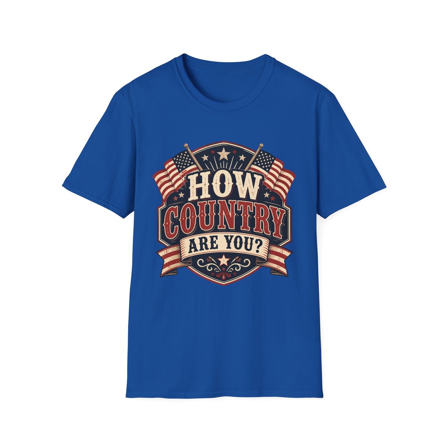 How Country Are You? T-Shirt — Vintage American Flag Country Graphic Tee