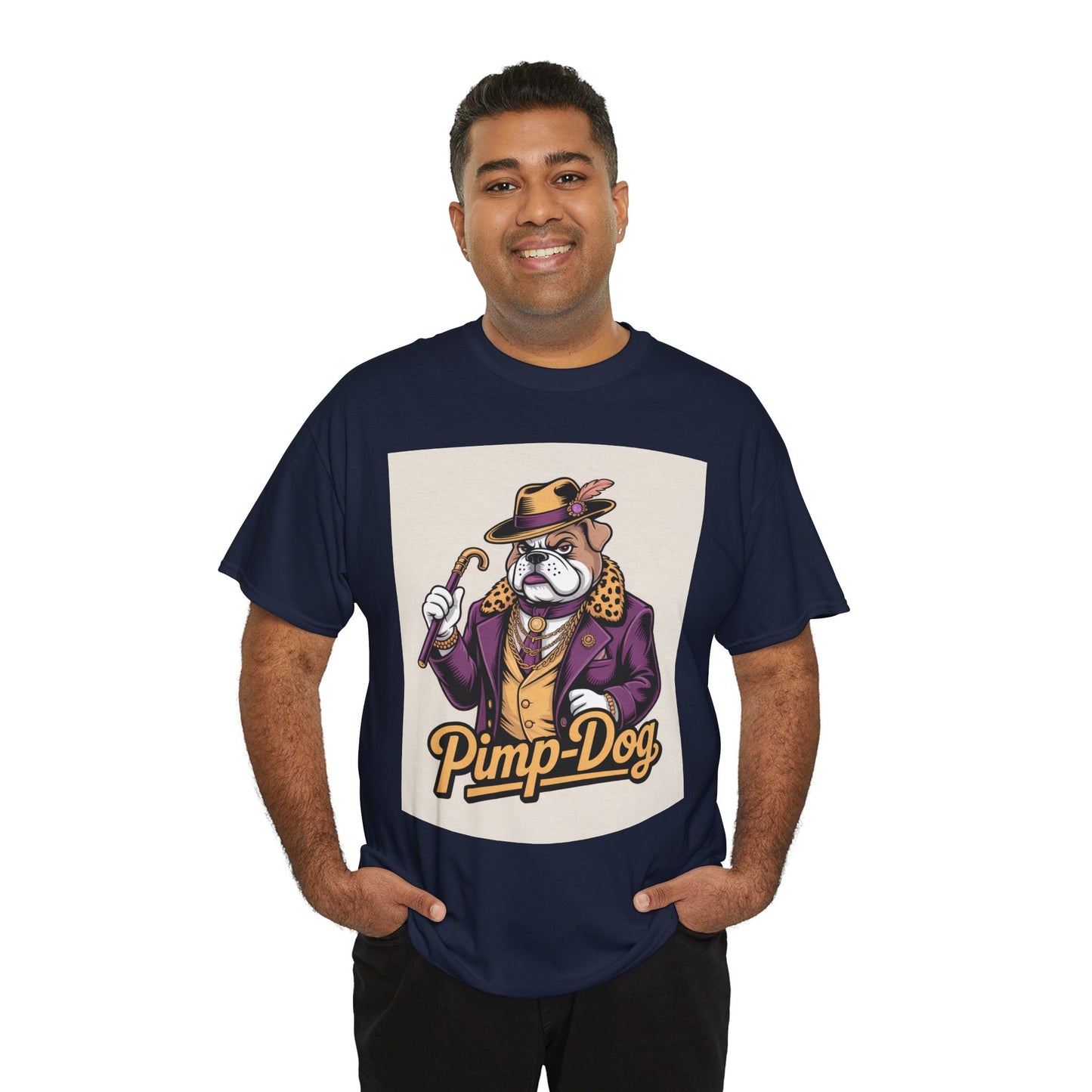 Pimp-Dog Graphic Tee — Retro Bulldog Character Shirt Printify