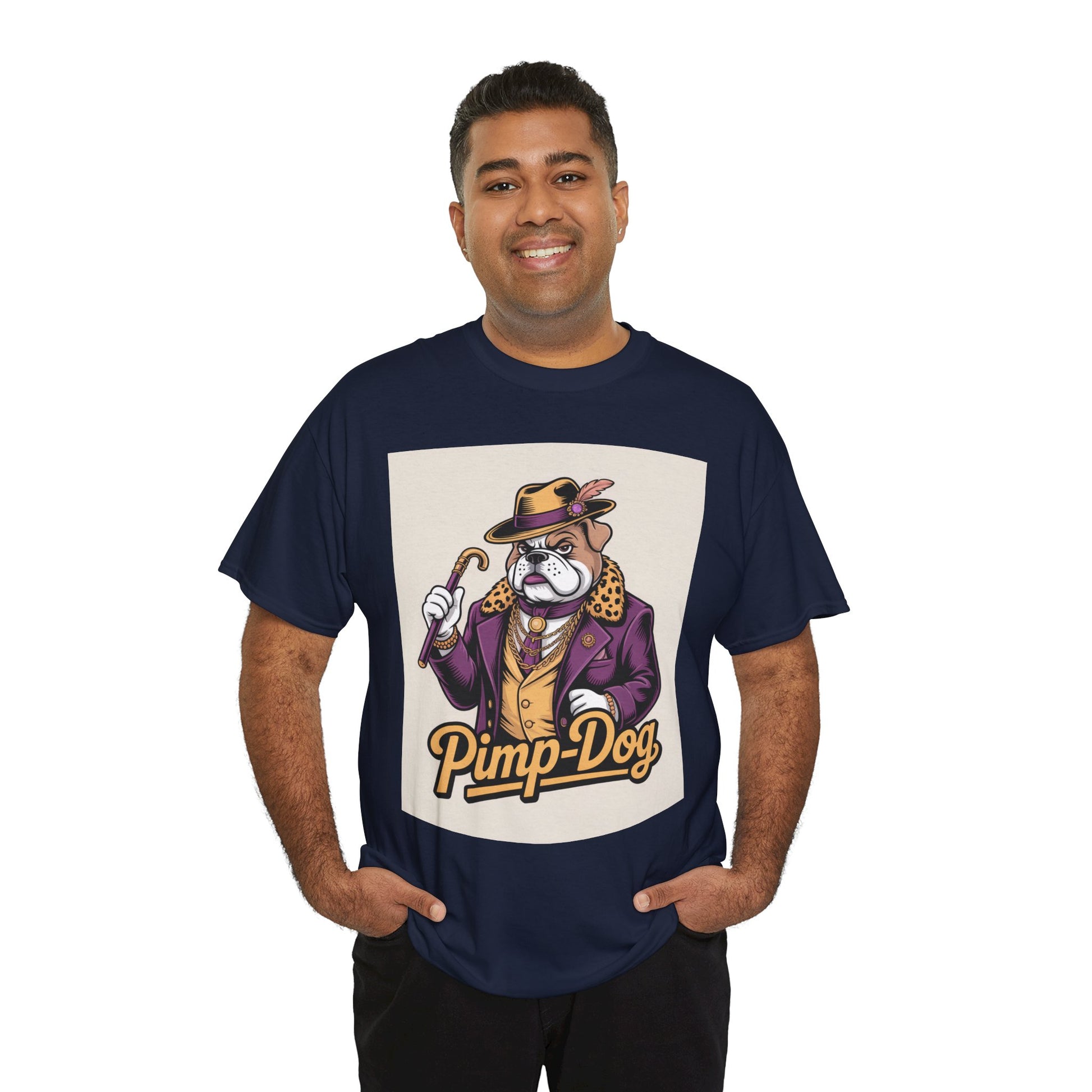 Pimp-Dog Graphic Tee — Retro Bulldog Character Shirt Printify