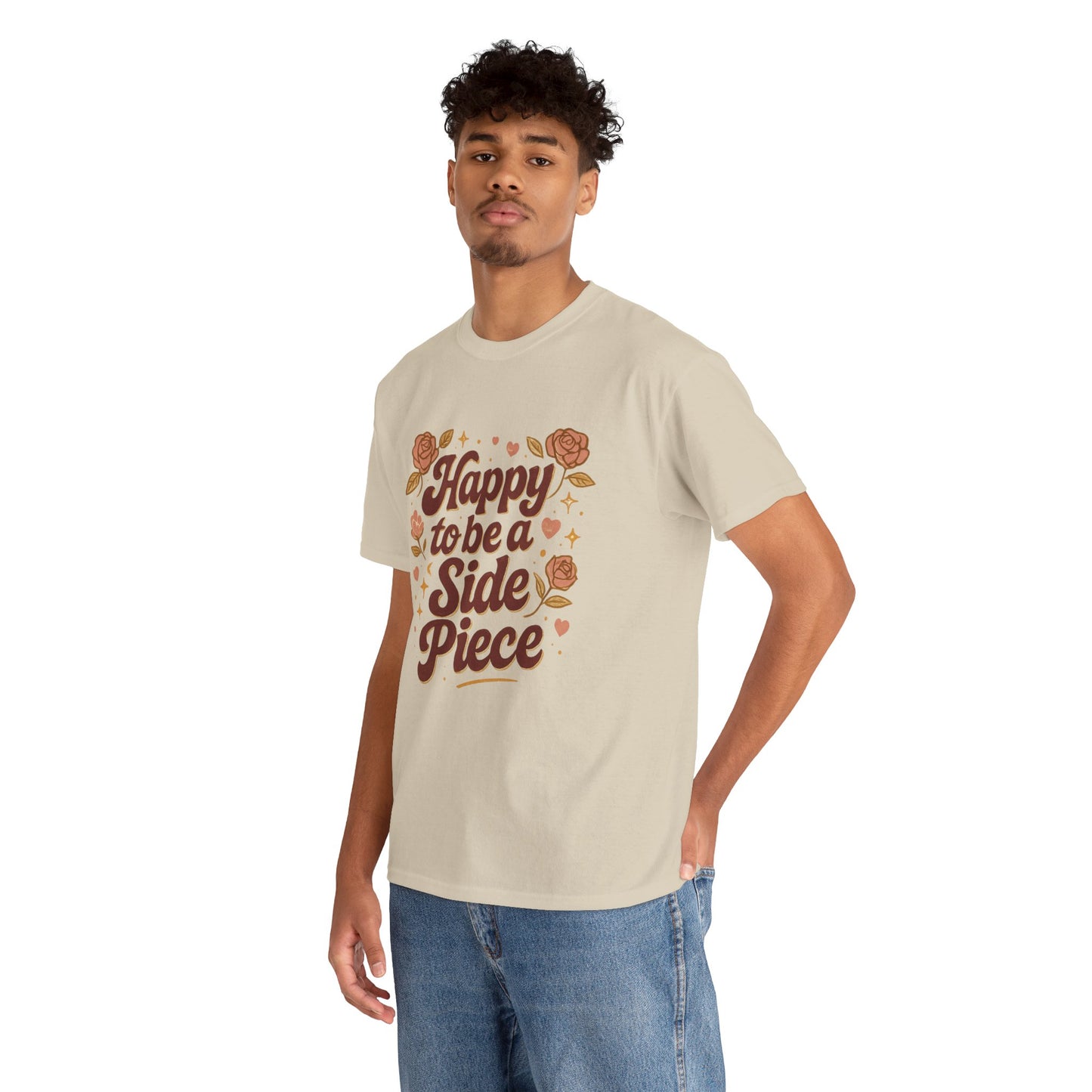 Happy to Be a Side Piece Tee — Retro Floral Statement T-Shirt