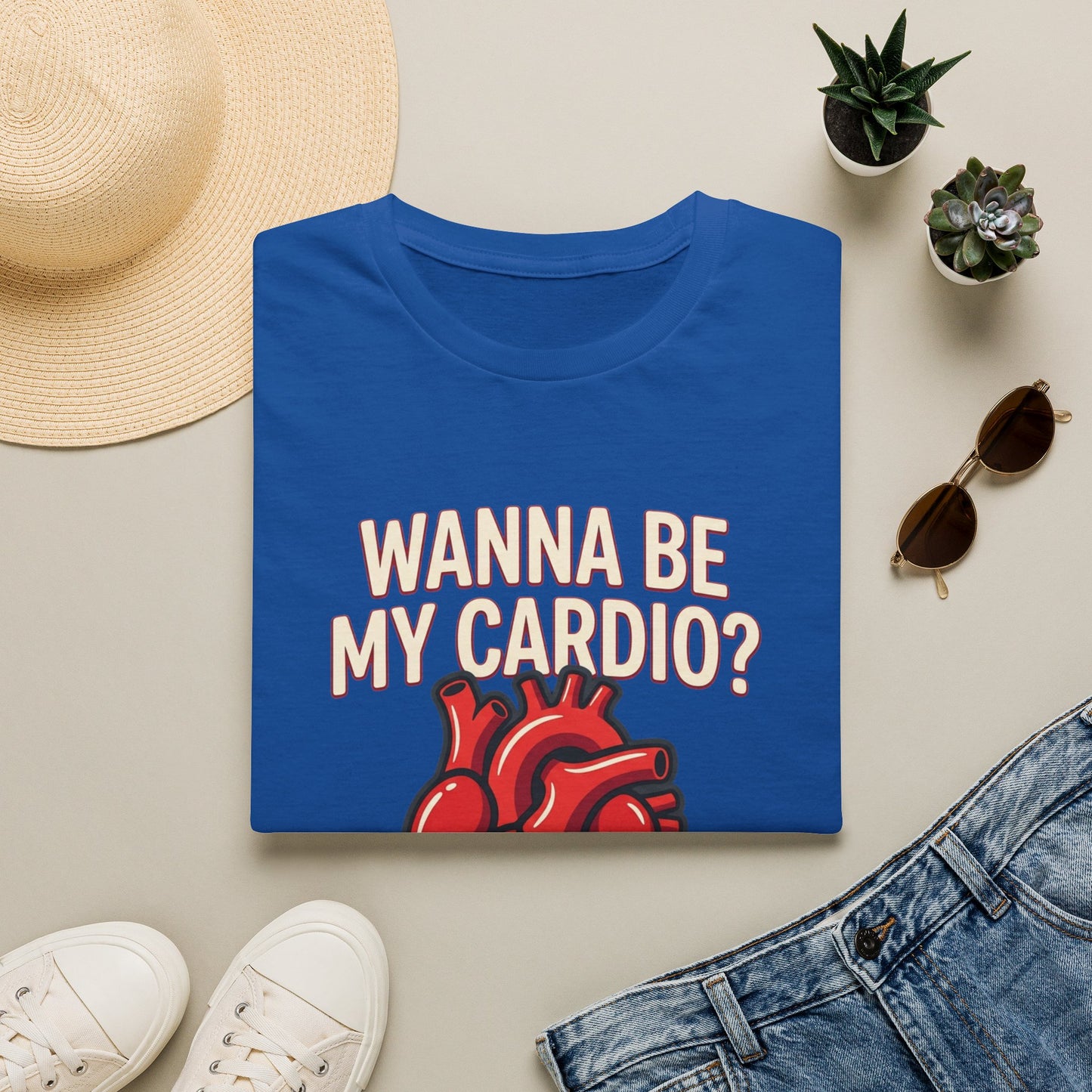 Wanna Be My Cardio? T-Shirt — Cute Anatomical Heart Graphic Tee