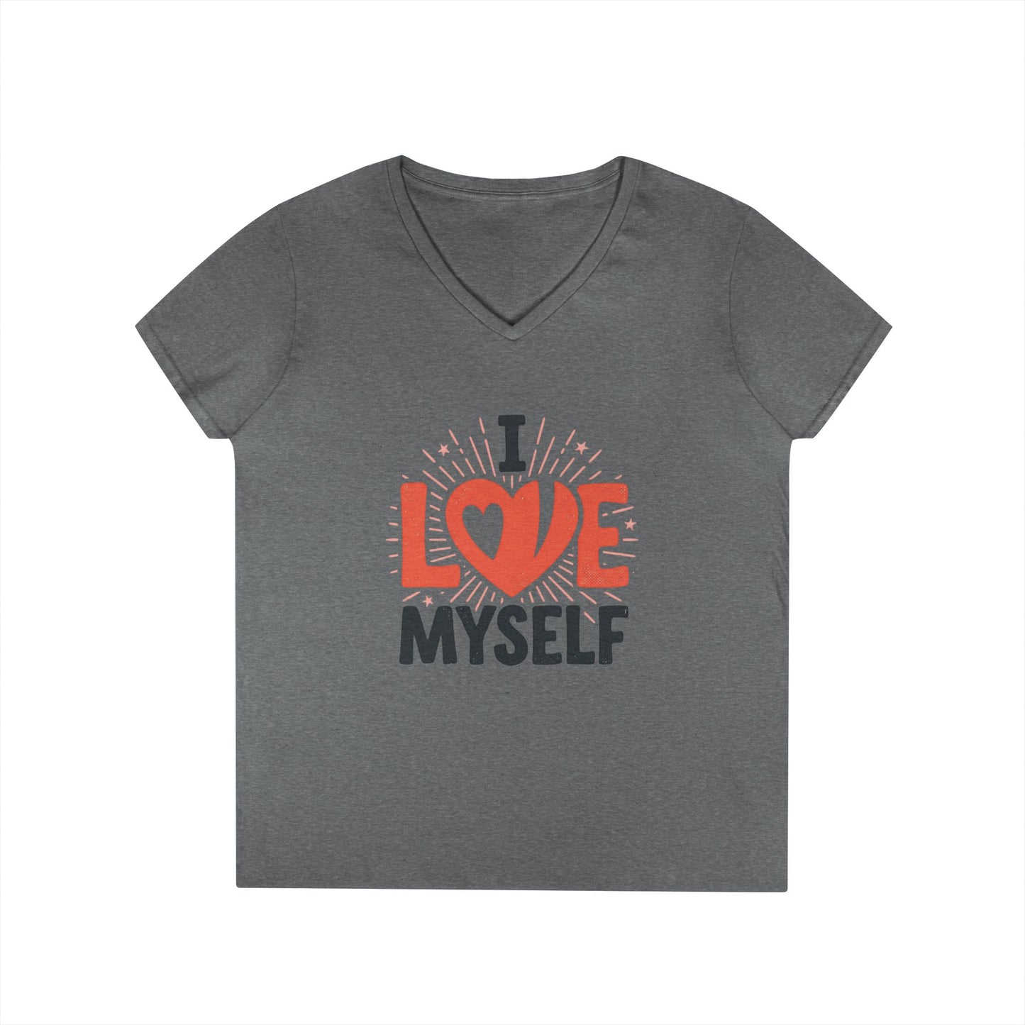 I Love Myself V-Neck Tee — Self-Love Women's T-Shirt Printify