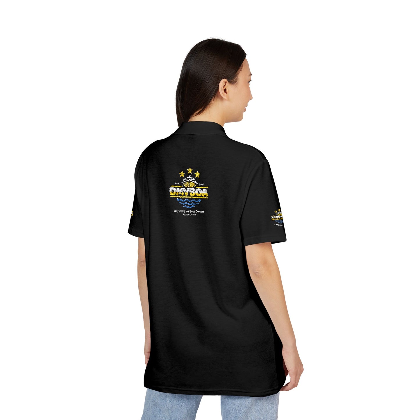 Unisex Pique Polo Shirt (Embroidery) Front and Back