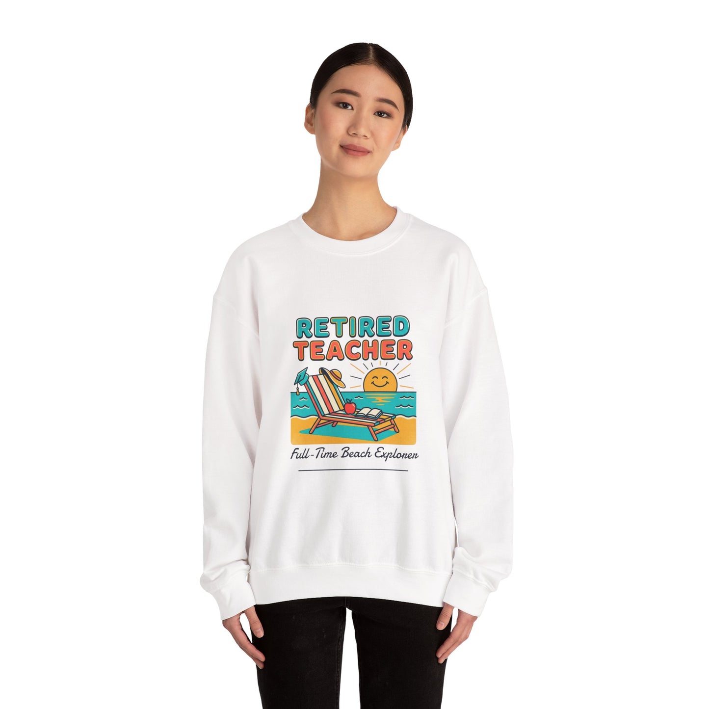 Retired Teacher Crewneck Sweatshirt | Beach Life, Retirement, Personalized Year