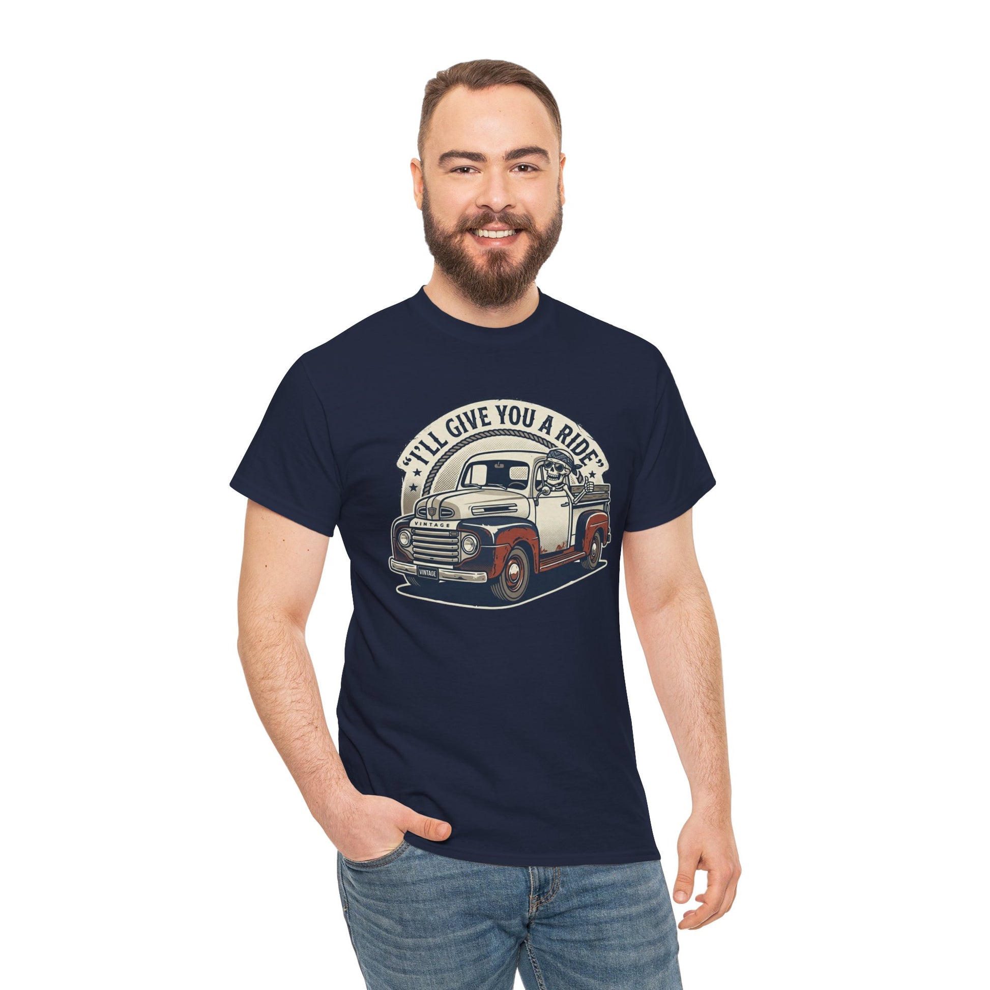 Vintage Pickup Truck T-Shirt — “I’ll Give You a Ride” Classic Retro Tee Printify