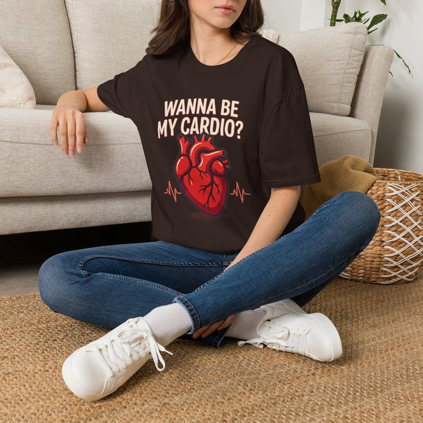 Wanna Be My Cardio? T-Shirt — Cute Anatomical Heart Graphic Tee