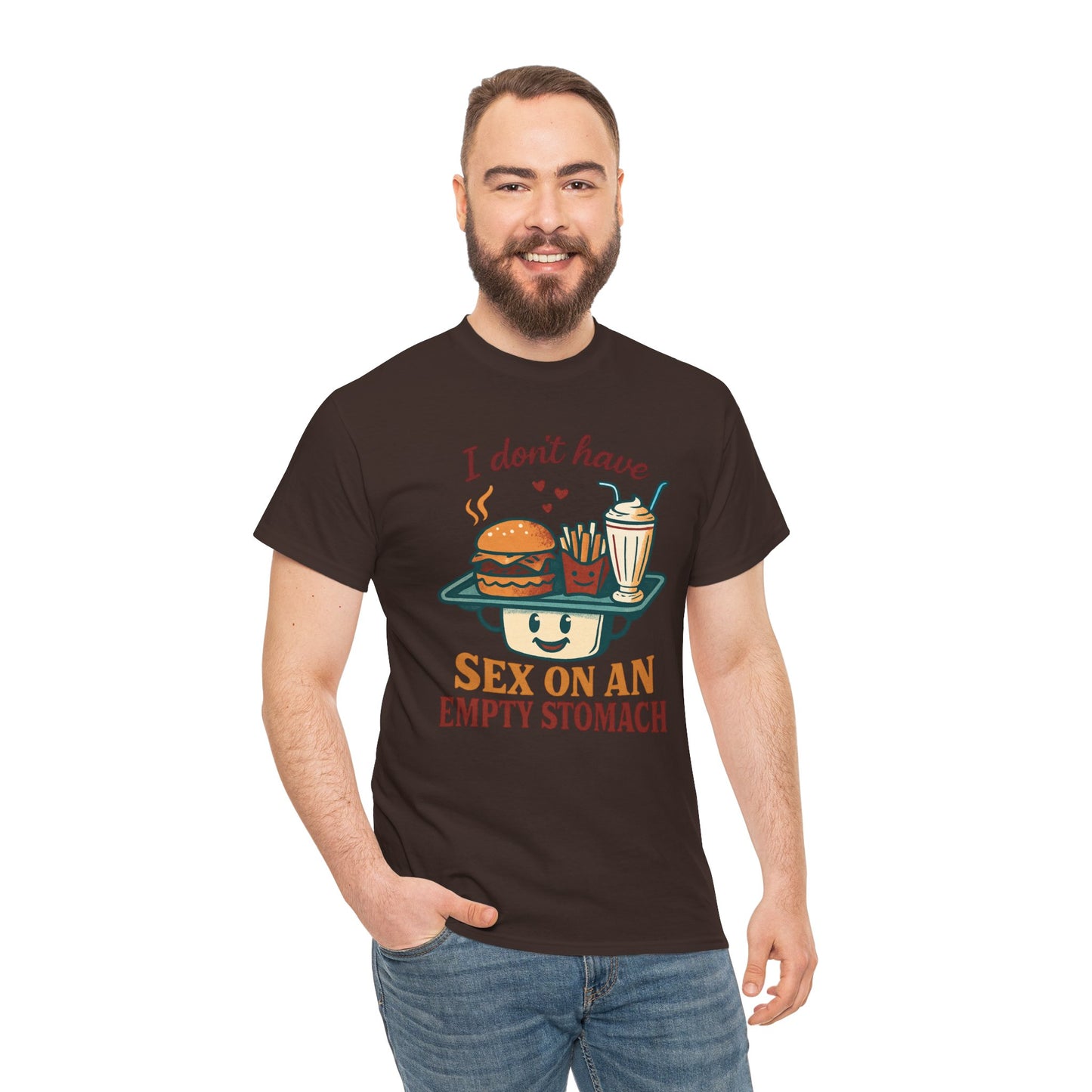 "I Don't Have Sex on an Empty Stomach" Burger & Milkshake Funny T-Shirt