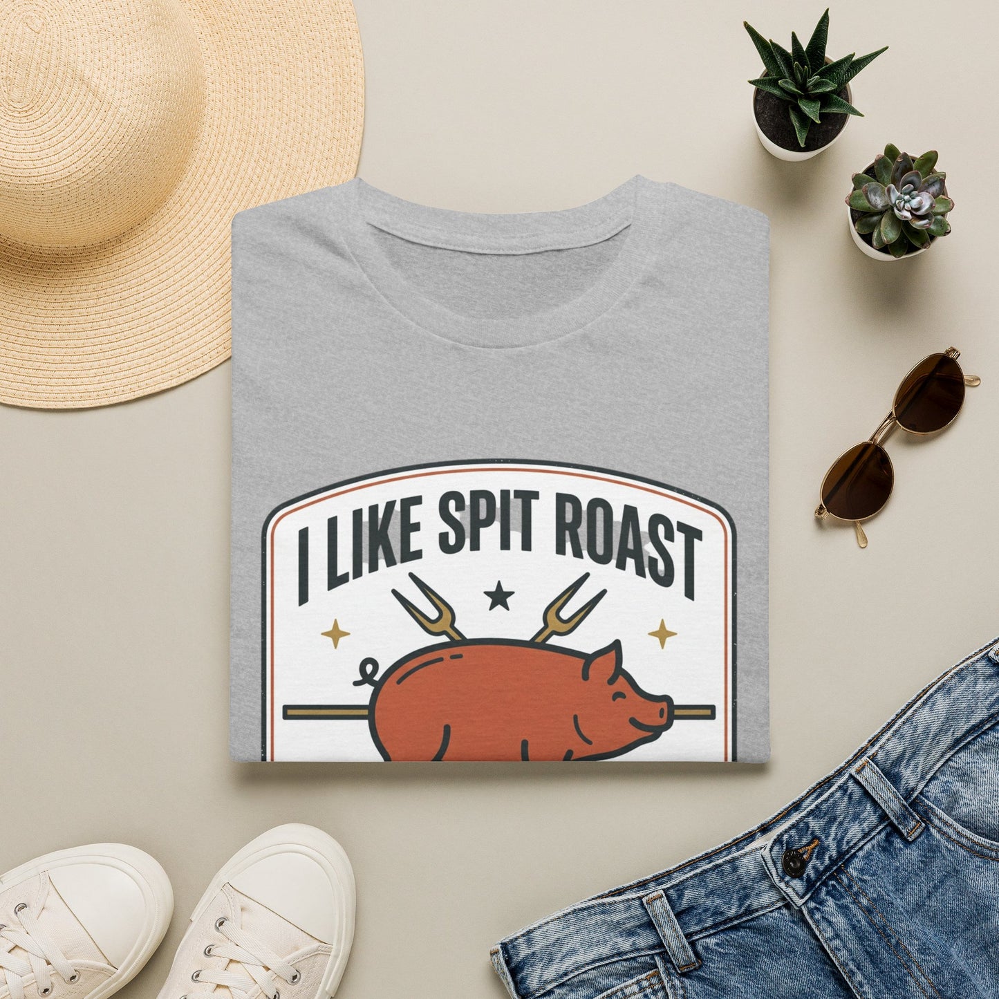 I Like Spit Roast T-Shirt — Retro BBQ Pig Tee for Grill Lovers