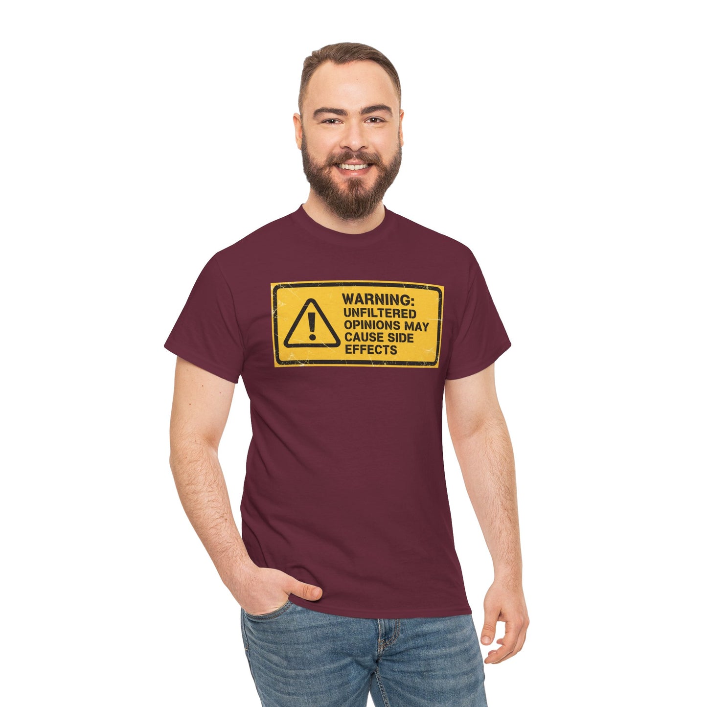 T-Shirt — "Warning: Unfiltered Opinions May Cause Side Effects" Graphic Tee
