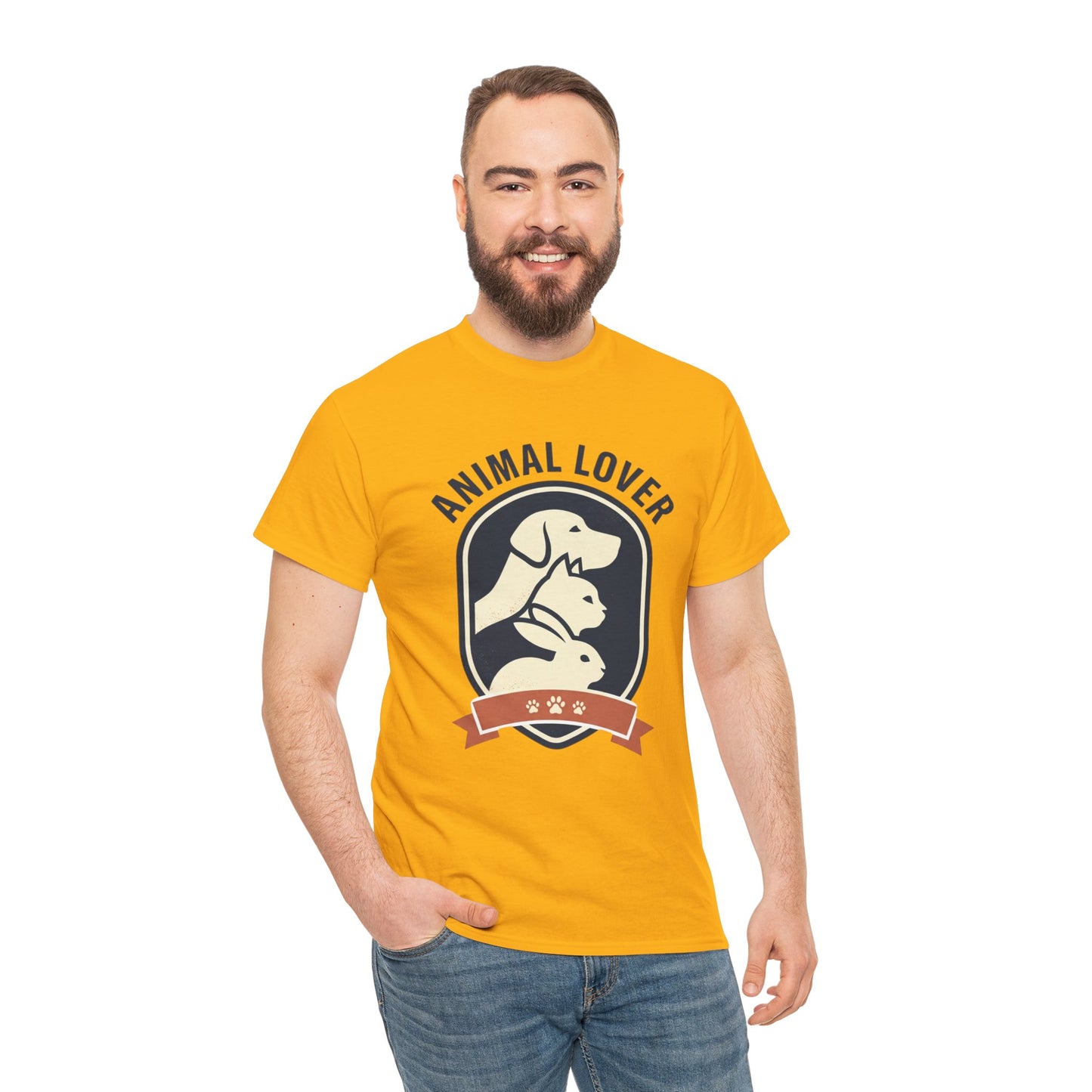 Animal Lover T-Shirt — Retro Pet Badge Tee (Dogs & Cats)