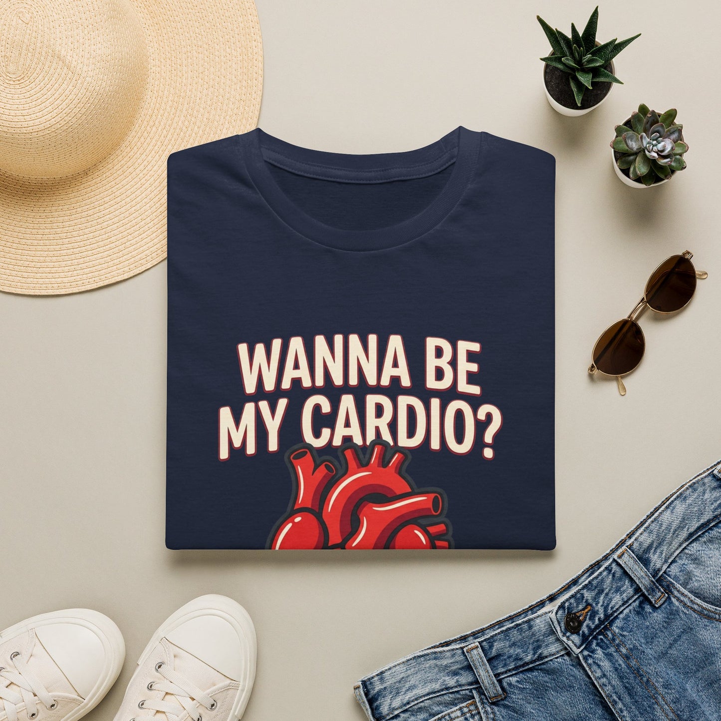 Wanna Be My Cardio? T-Shirt — Cute Anatomical Heart Graphic Tee