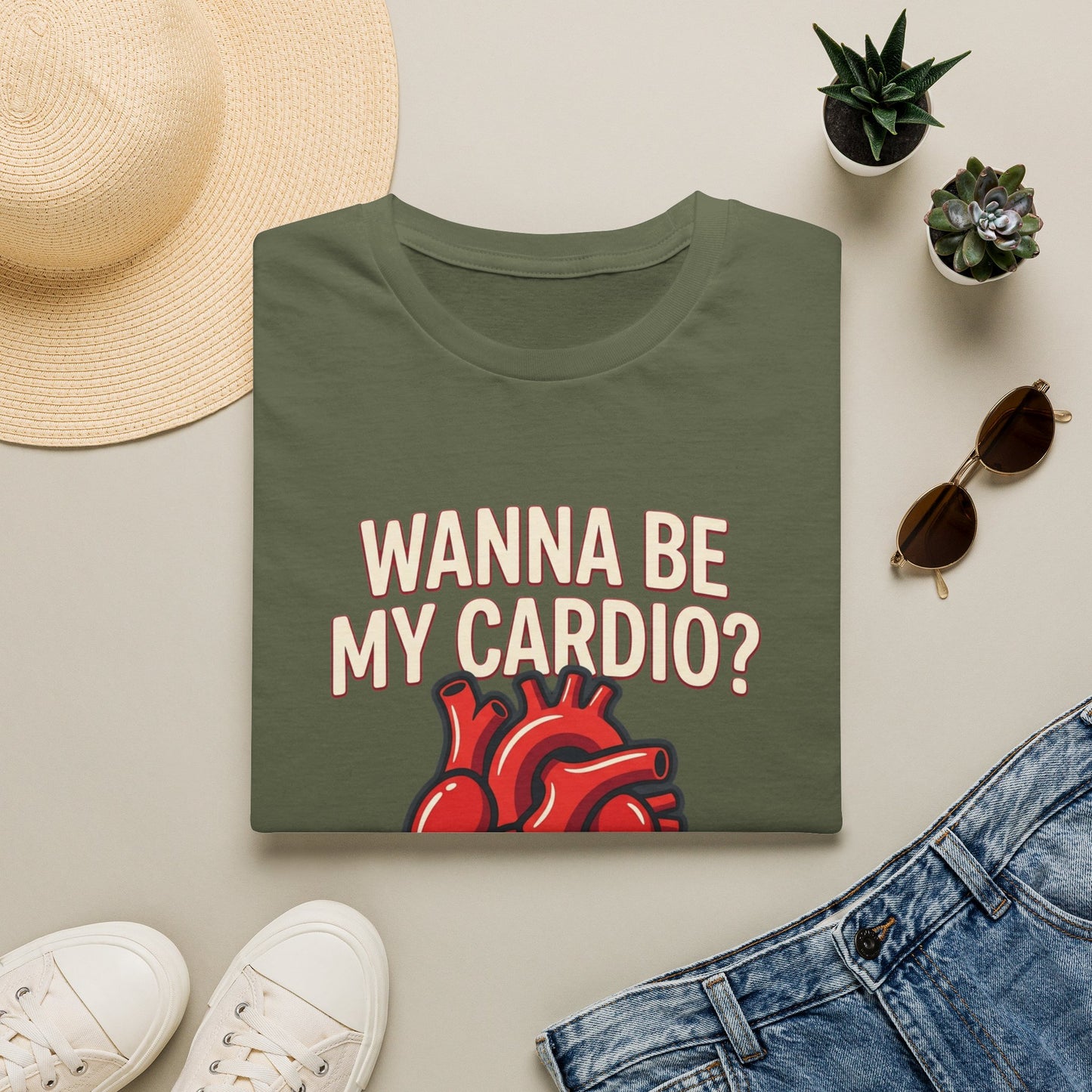 Wanna Be My Cardio? T-Shirt — Cute Anatomical Heart Graphic Tee