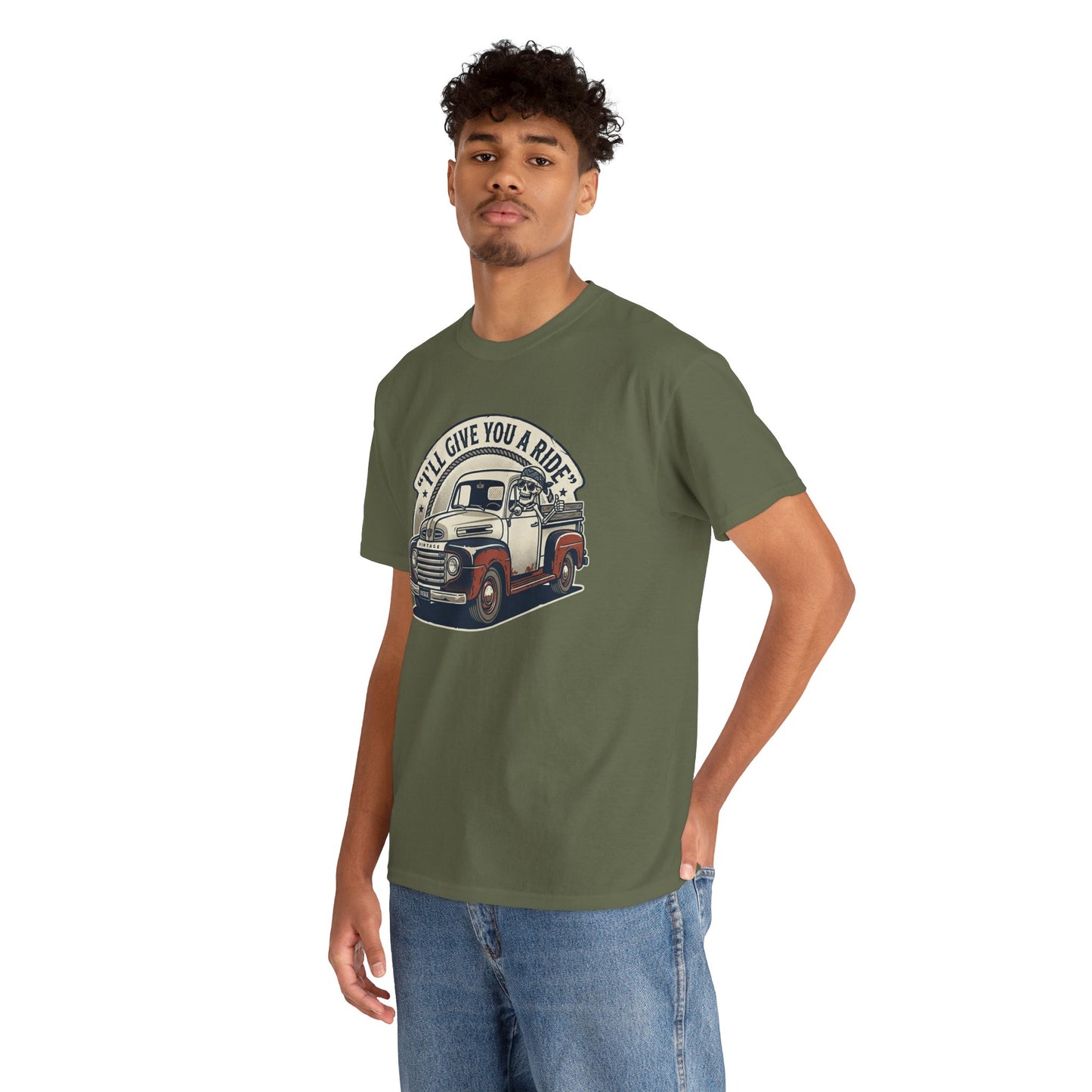 Vintage Pickup Truck T-Shirt — “I’ll Give You a Ride” Classic Retro Tee Printify