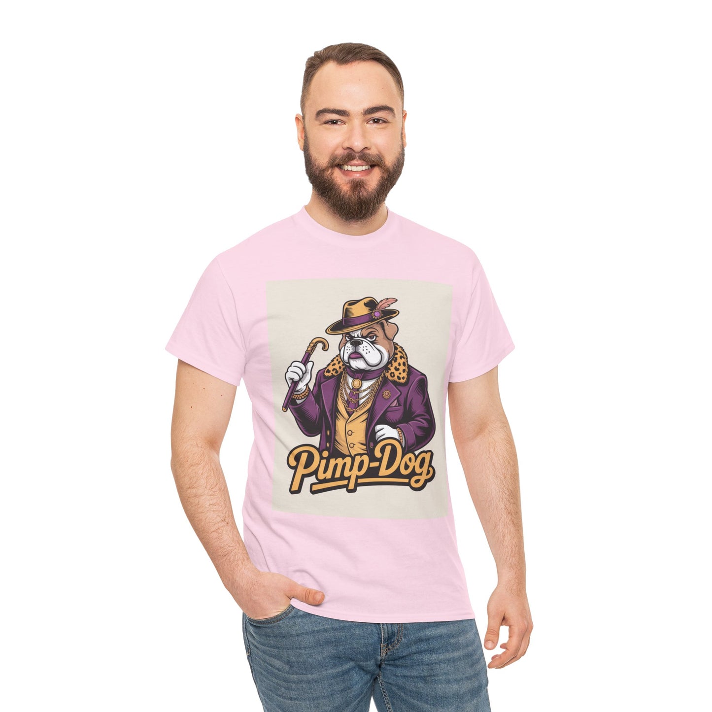 Pimp-Dog Graphic Tee — Retro Bulldog Character Shirt Printify