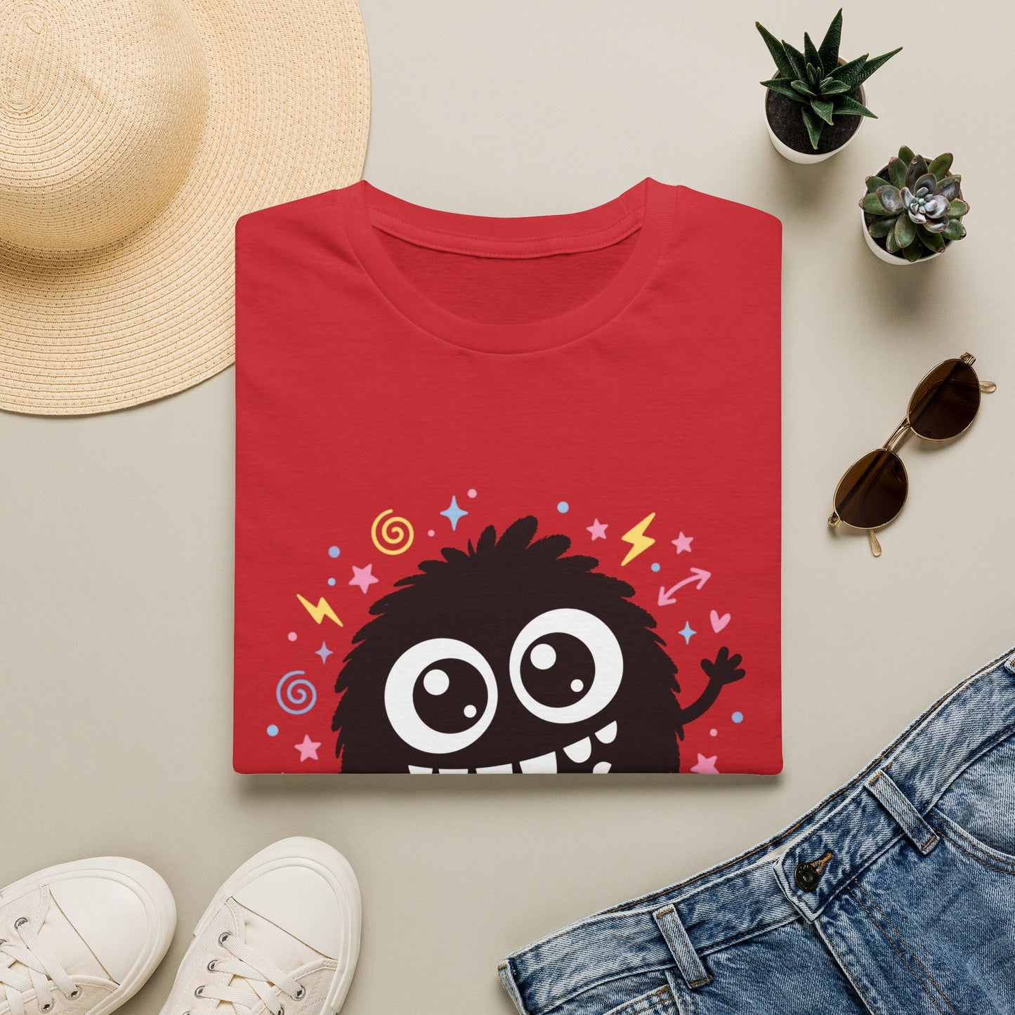 Cute Fuzzy Monster T-Shirt — Playful Cartoon Graphic Tee for Kids & Adults