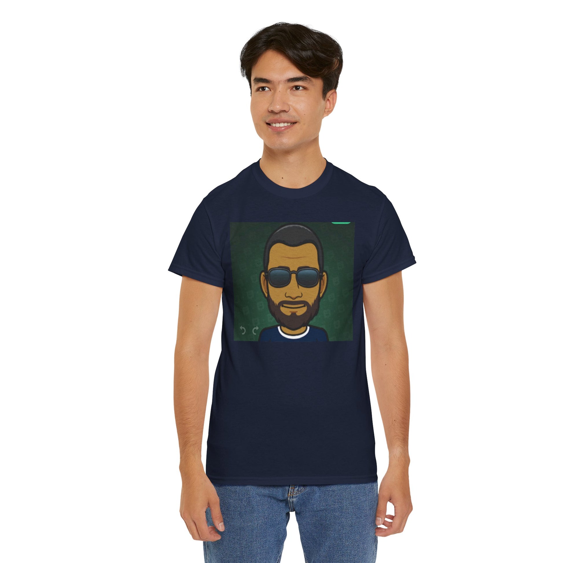 Bitmoji Portrait Tee — Cool Sunglasses Avatar Graphic T-Shirt Printify