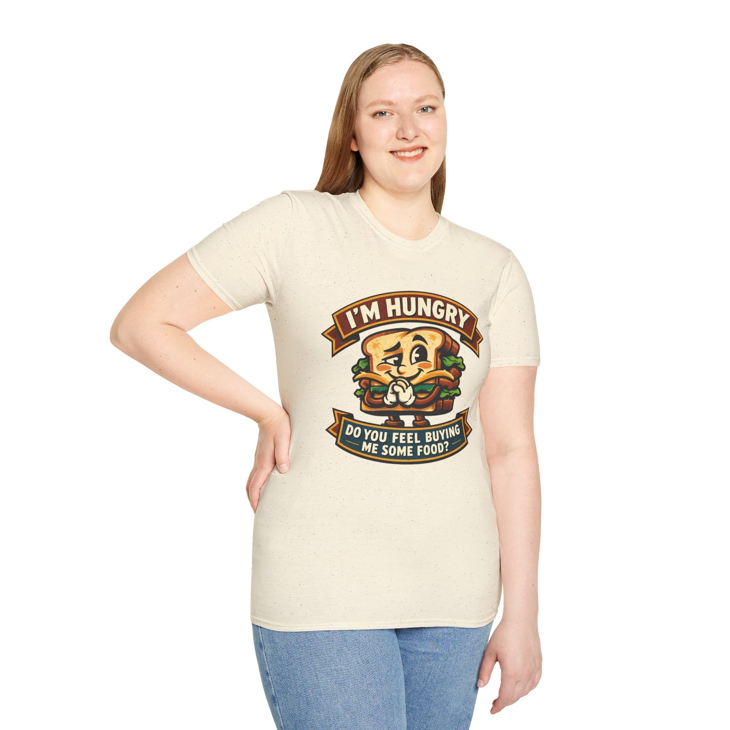 I'm Hungry Burger Graphic T-Shirt — "Do You Feel Buying Me Some Food?" Funny Foodie Tee