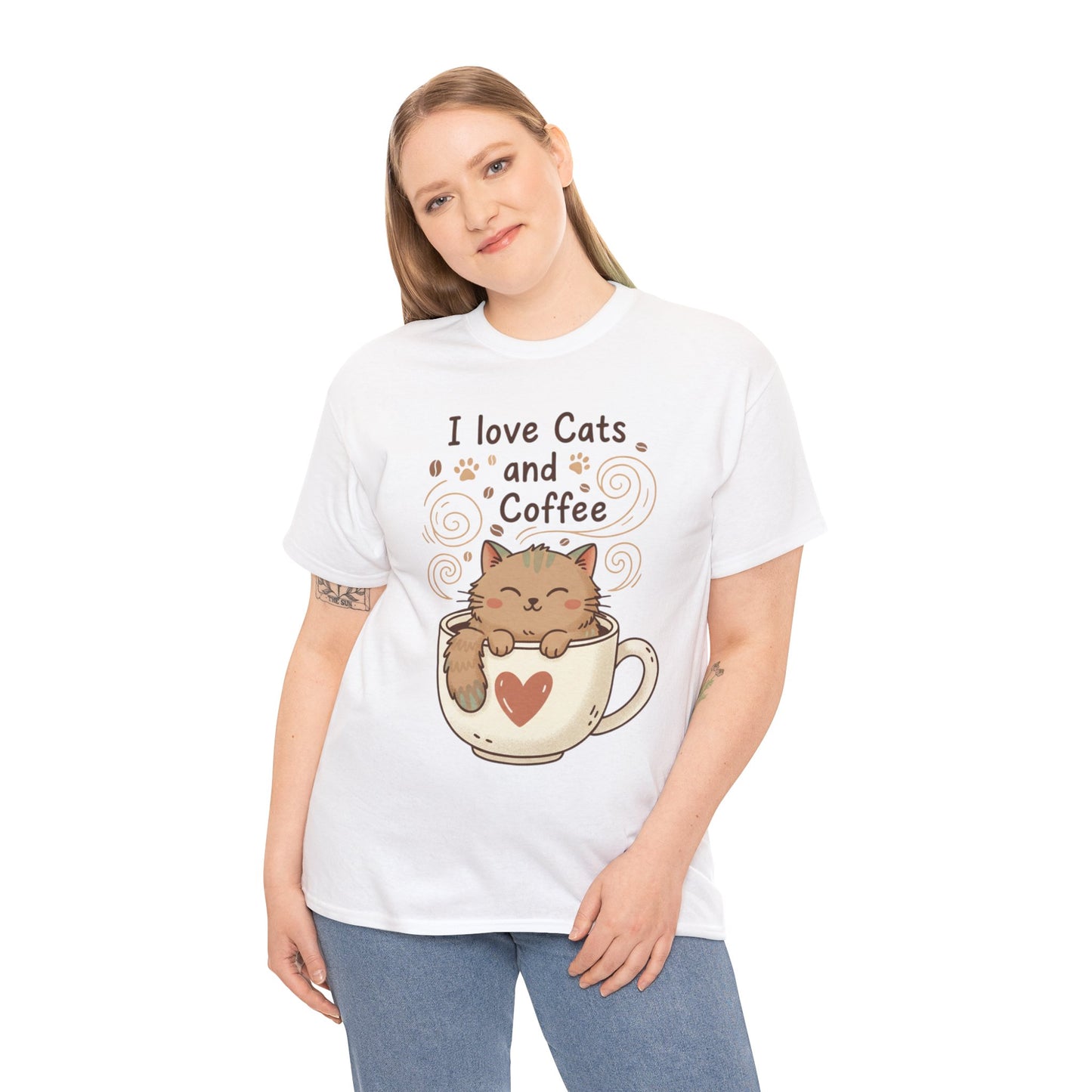 Cat and Coffee T‑Shirt — "I Love Cats and Coffee" Cute Cat in Mug Tee