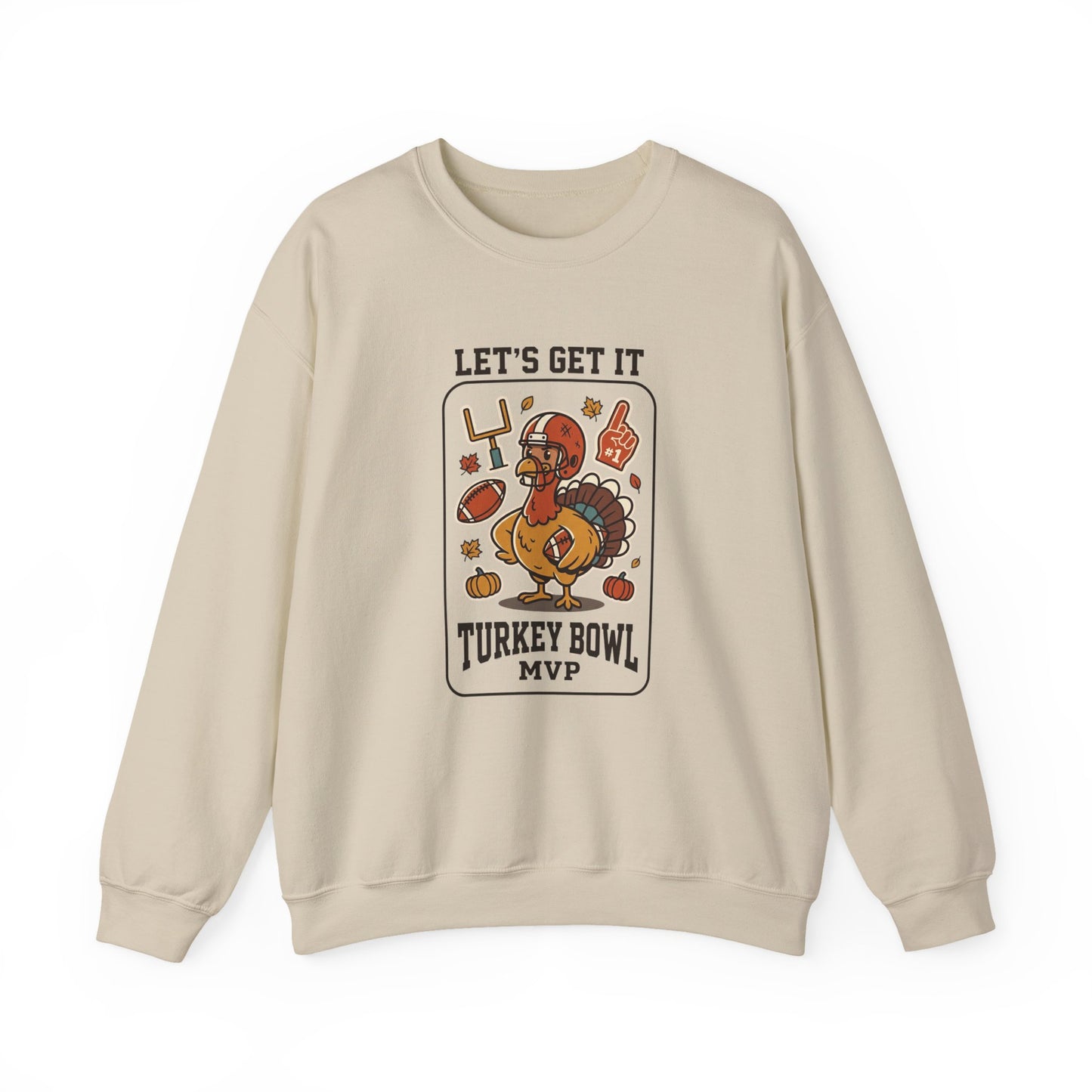 Turkey Bowl MVP Crewneck Sweatshirt | Thanksgiving Football Turkey, Fall Game Day