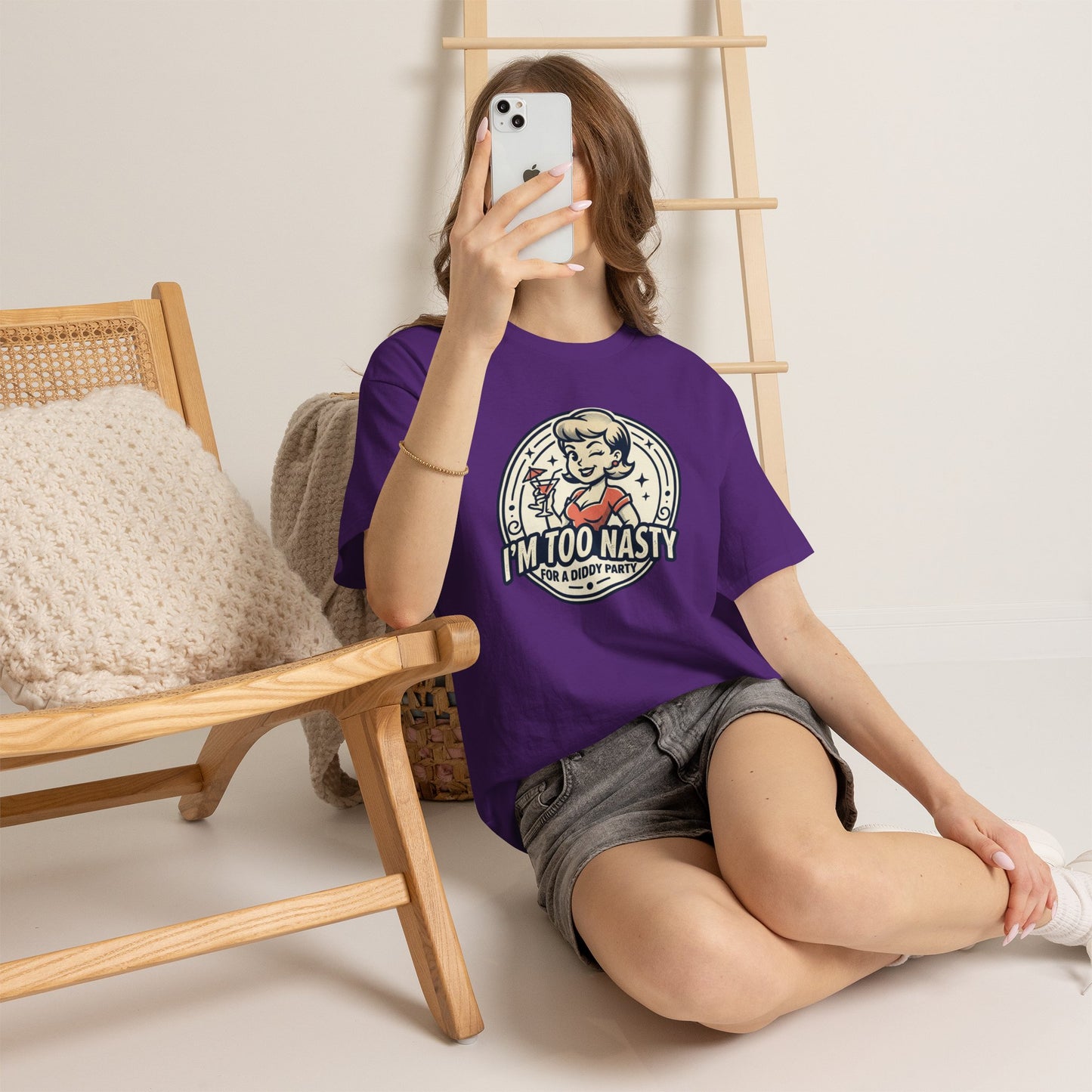 "I'm Too Nasty for a Diddy Party" Retro Cocktail Graphic Tee