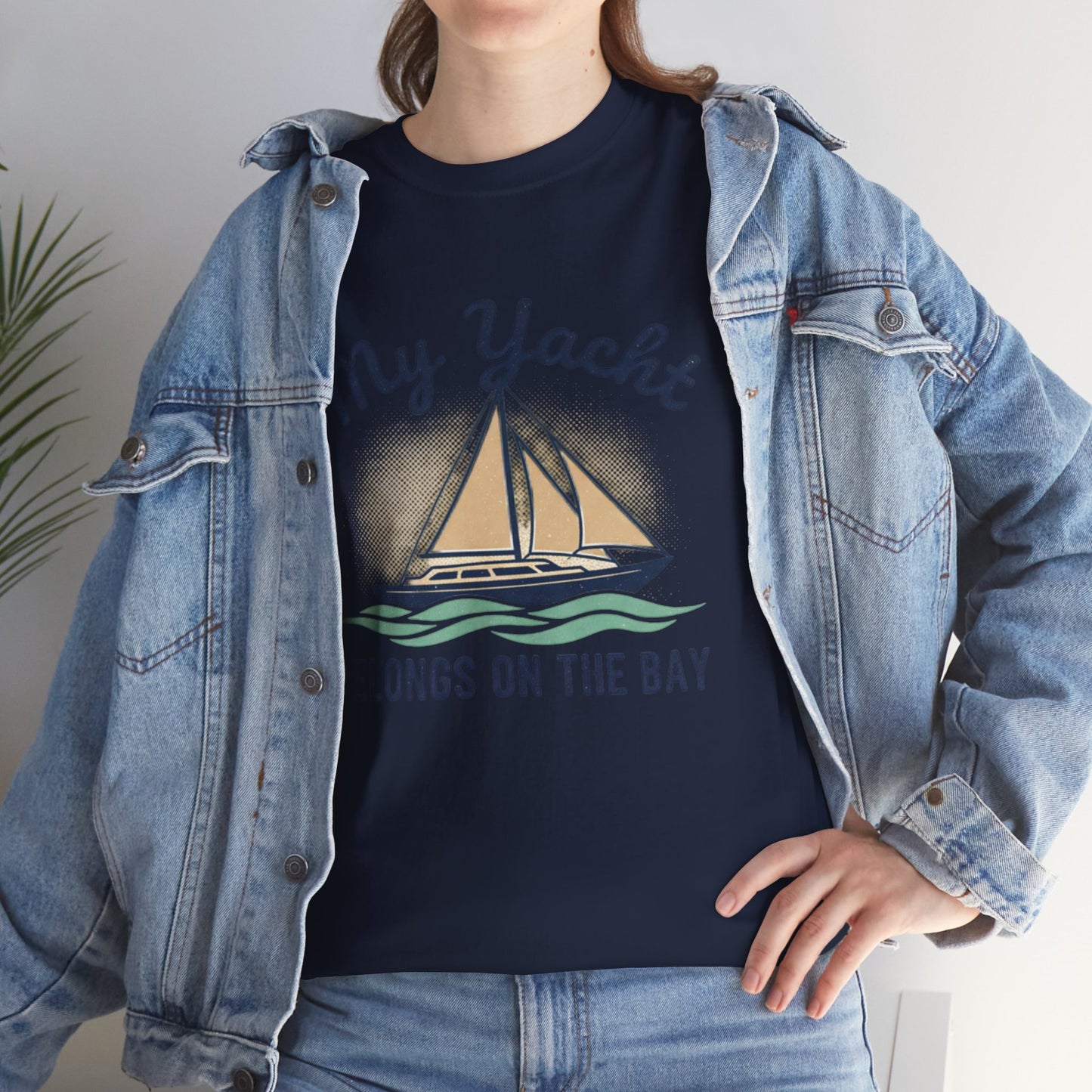 Sailboat Graphic Tee - "My Yacht Belongs on the Bay" Casual Nautical T-Shirt