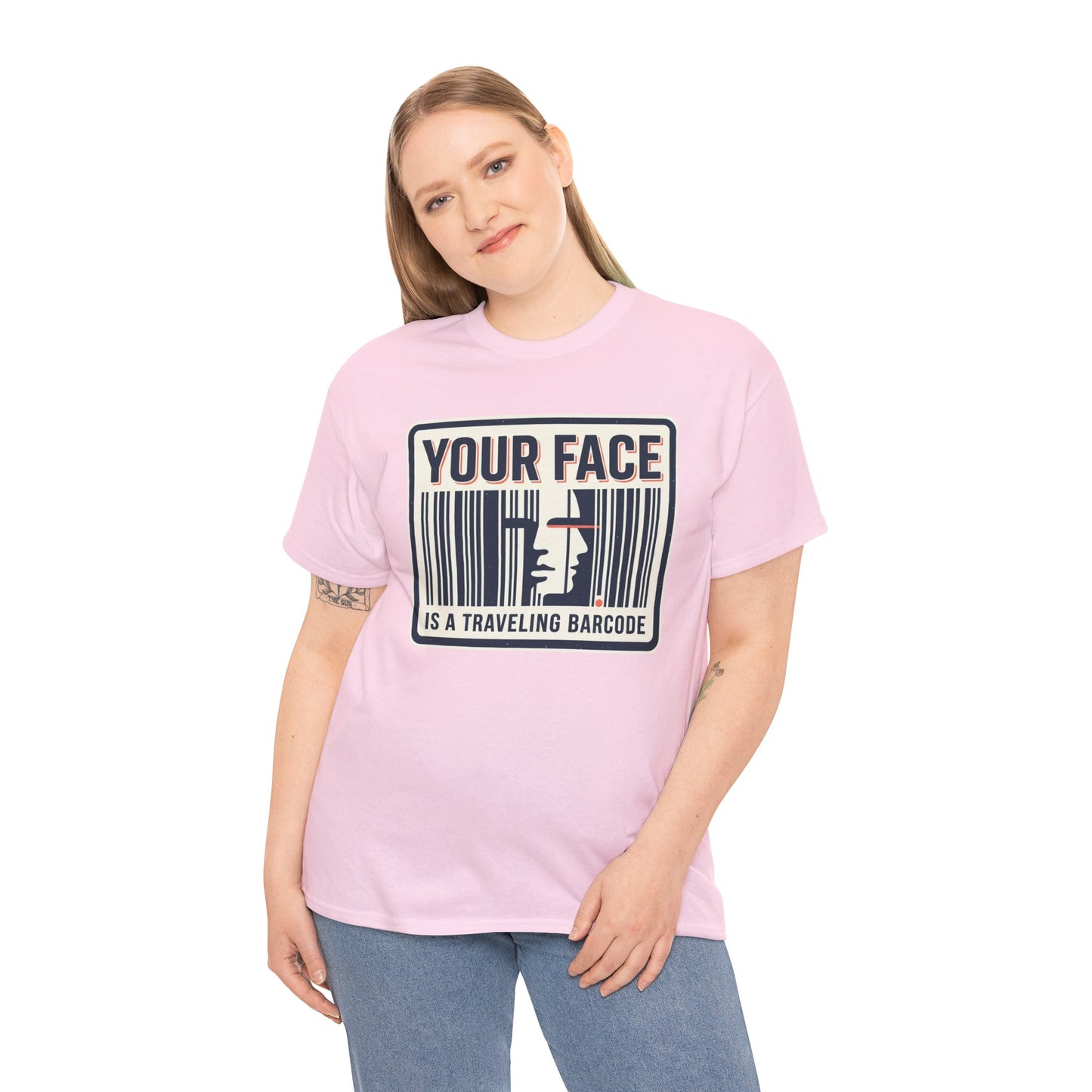 "Your Face Is a Traveling Barcode" Graphic Tee
