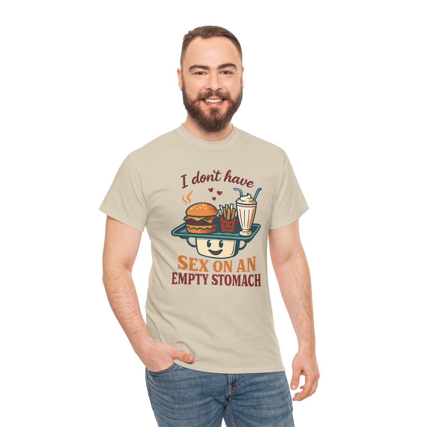 "I Don't Have Sex on an Empty Stomach" Burger & Milkshake Funny T-Shirt