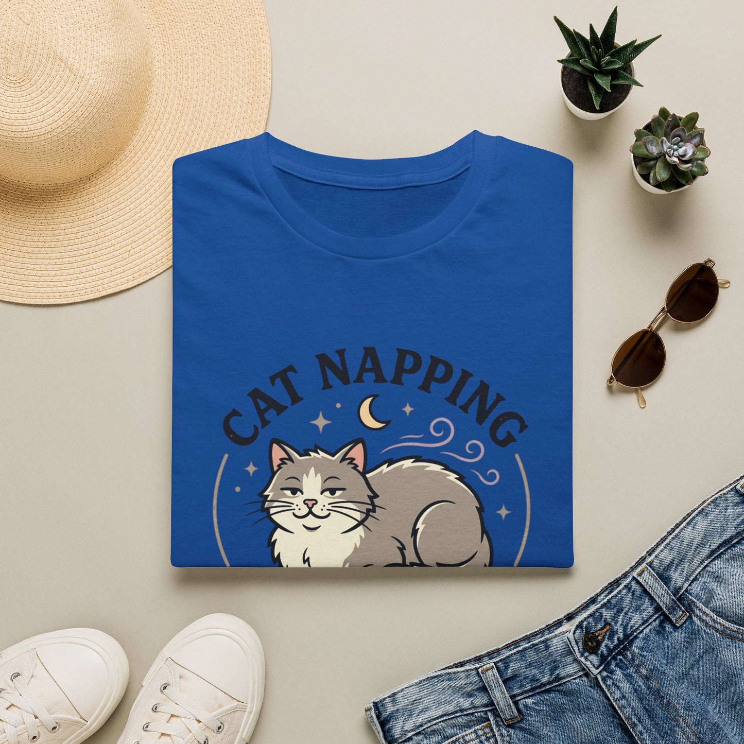 Cat Napping T-Shirt — Cute Sleeping Cat Graphic Tee for Cat Lovers