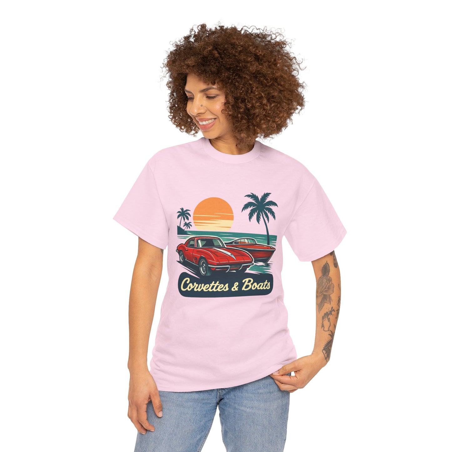Corvettes & Boats Retro Sunset T‑Shirt
