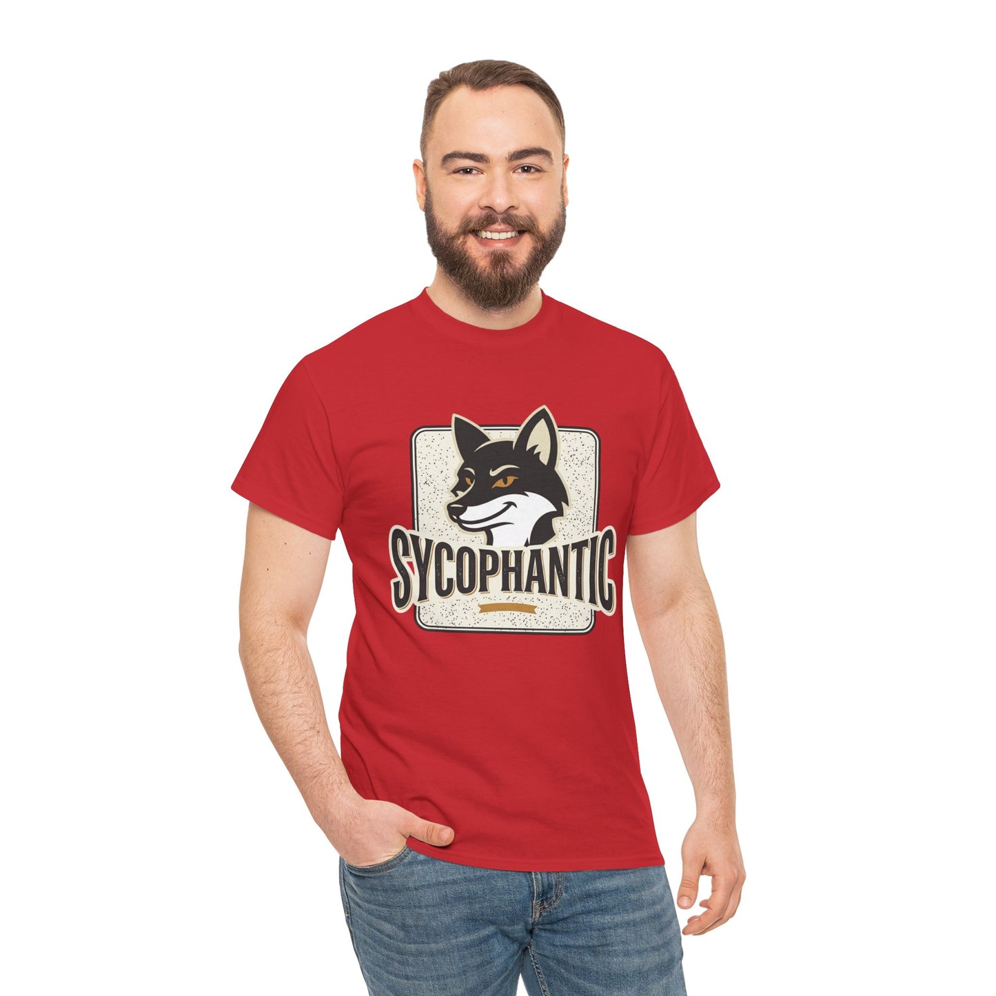 Sycophantic Fox Graphic Tee — Retro Animal Logo T-Shirt