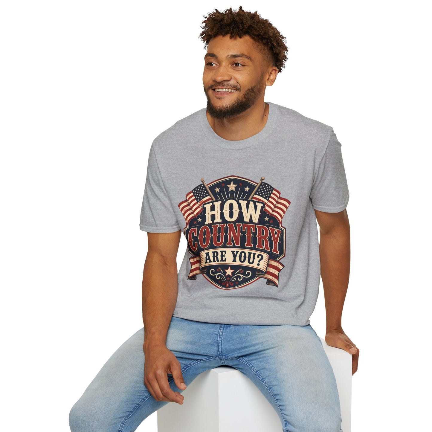 How Country Are You? T-Shirt — Vintage American Flag Country Graphic Tee