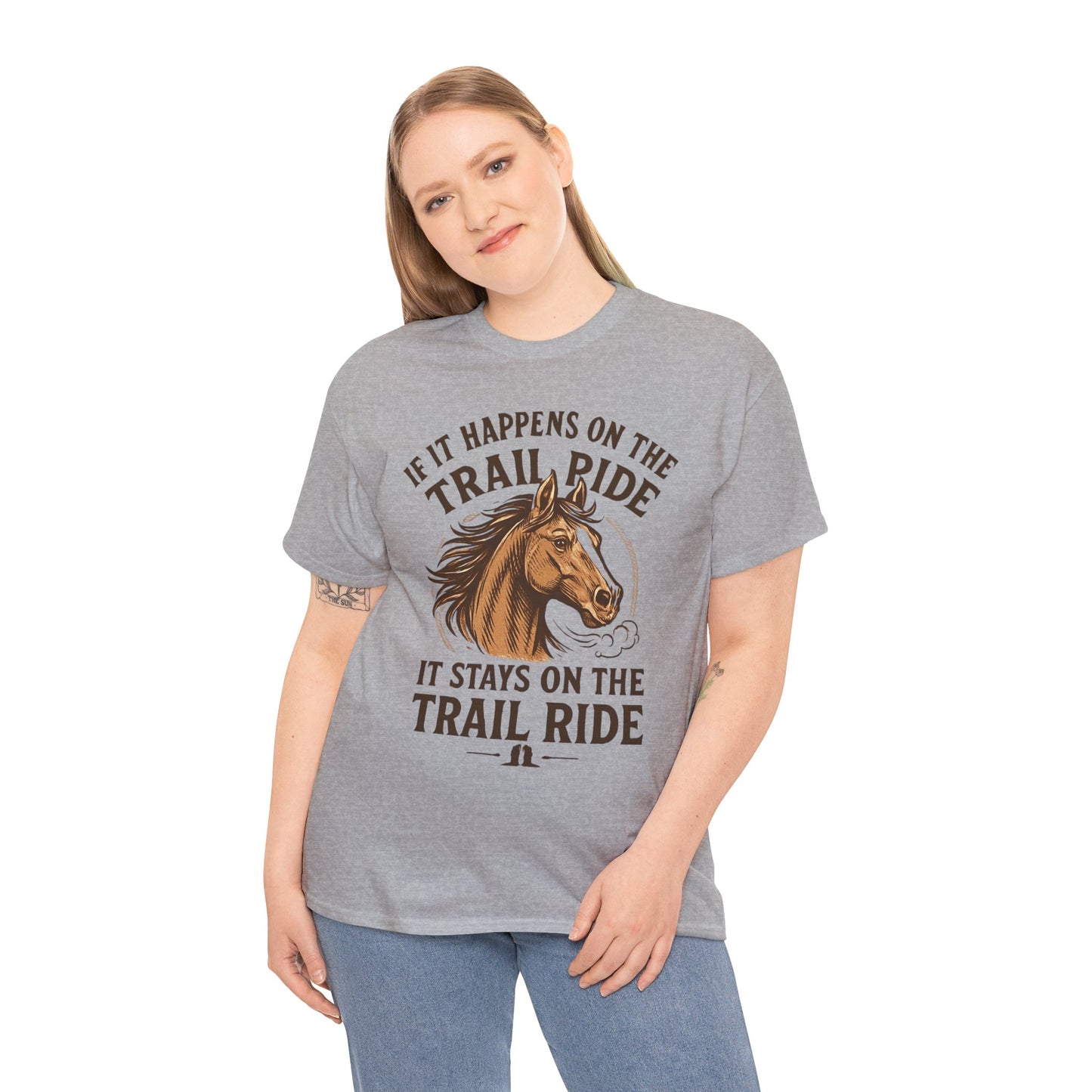 Trail Ride T-Shirt — "If It Happens On The Trail Ride, It Stays On The Trail Ride" Horse Tee