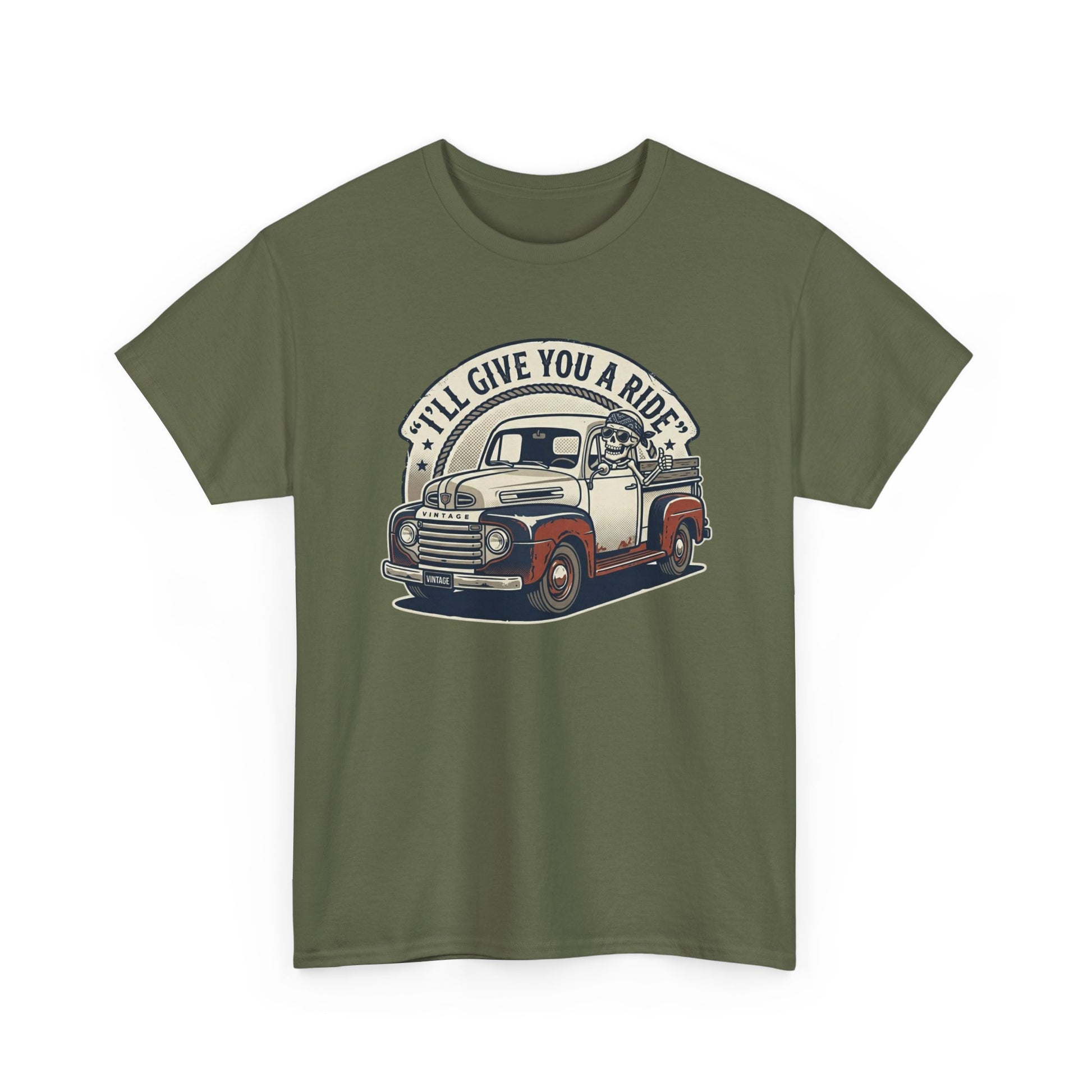 Vintage Pickup Truck T-Shirt — “I’ll Give You a Ride” Classic Retro Tee Printify