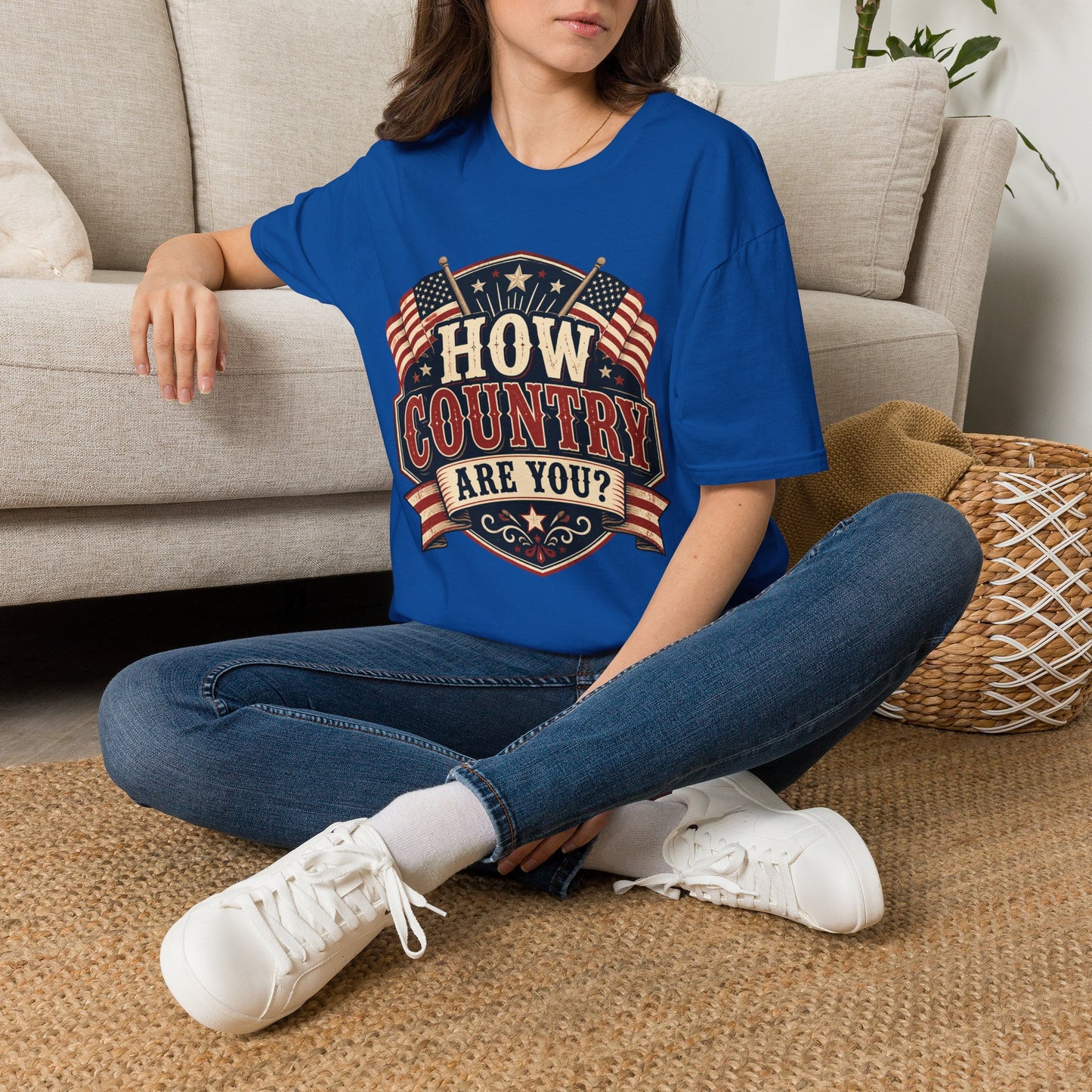 How Country Are You? T-Shirt — Vintage American Flag Country Graphic Tee
