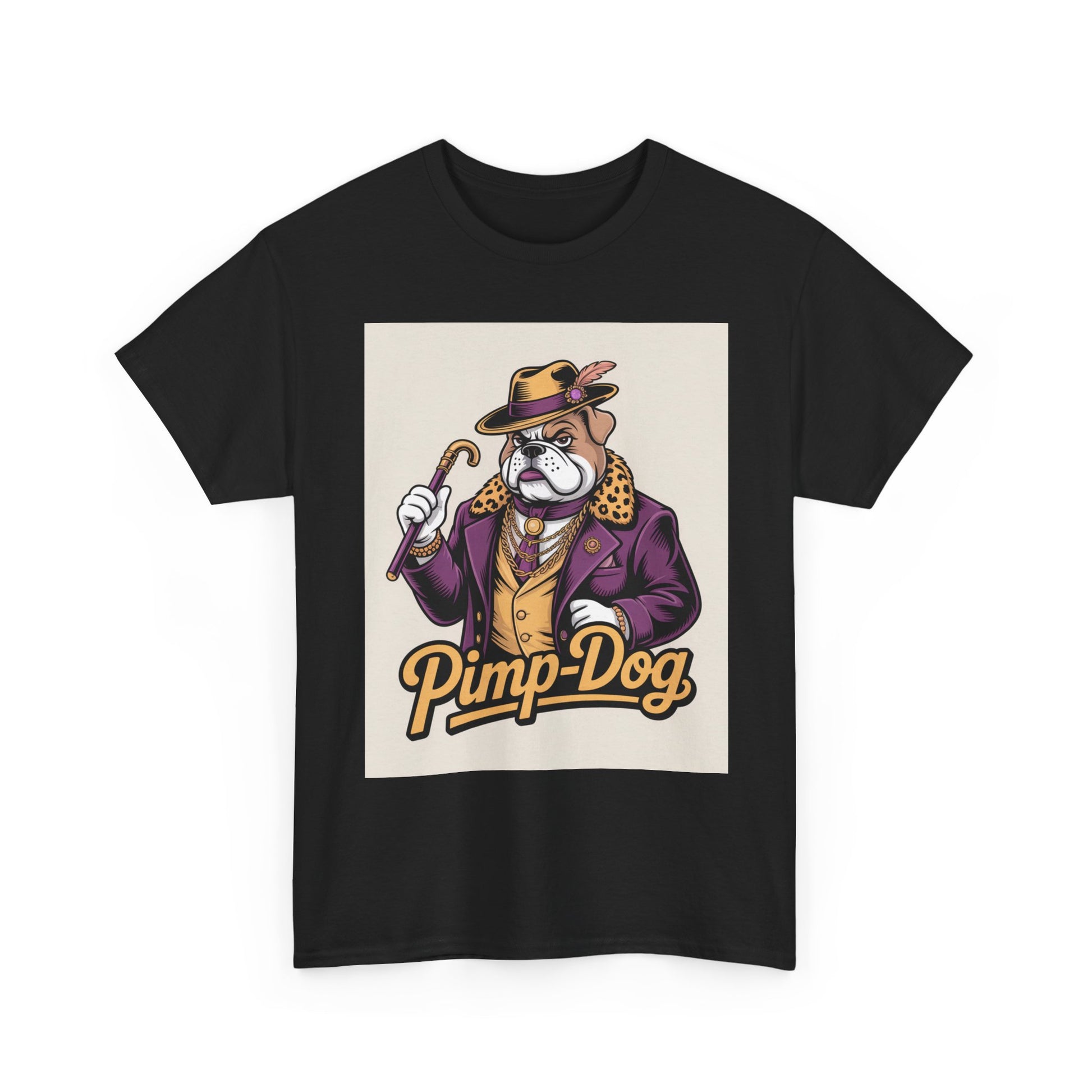 Pimp-Dog Graphic Tee — Retro Bulldog Character Shirt Printify