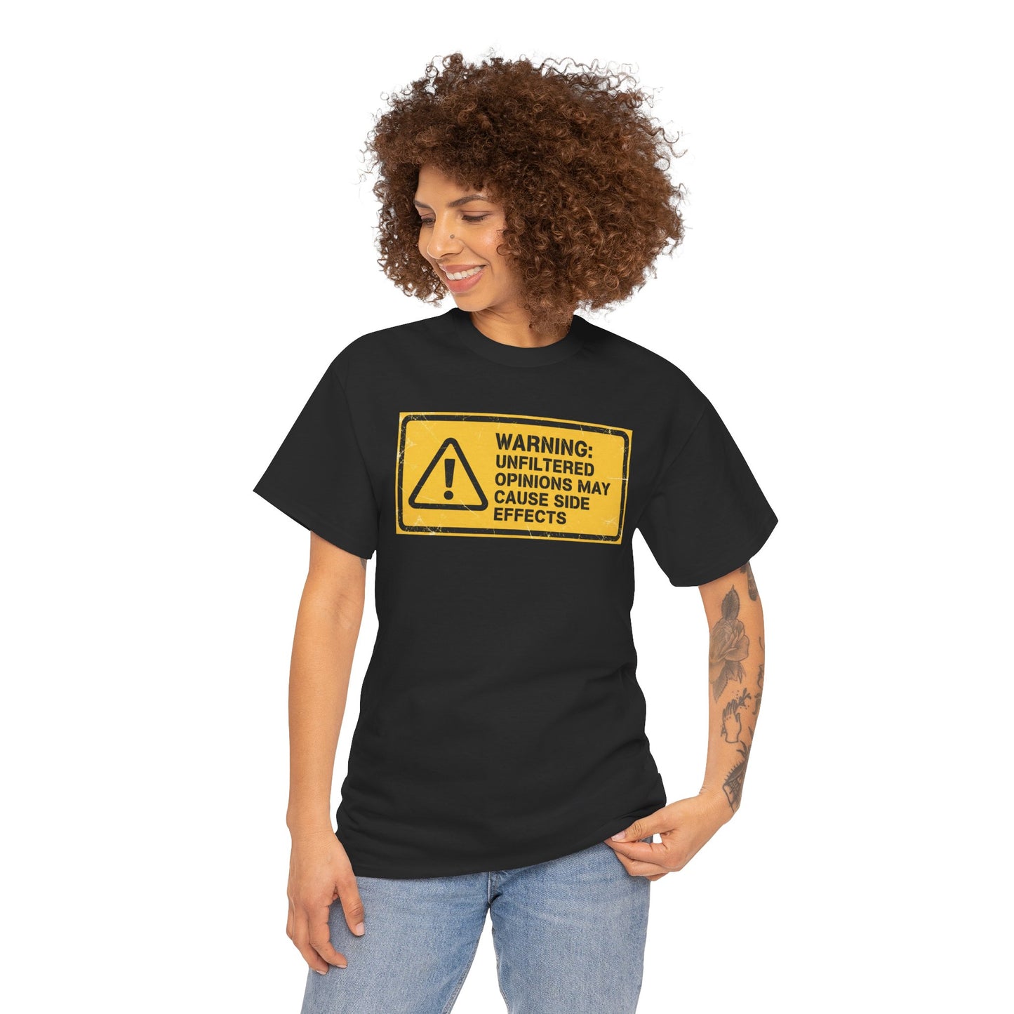 T-Shirt — "Warning: Unfiltered Opinions May Cause Side Effects" Graphic Tee