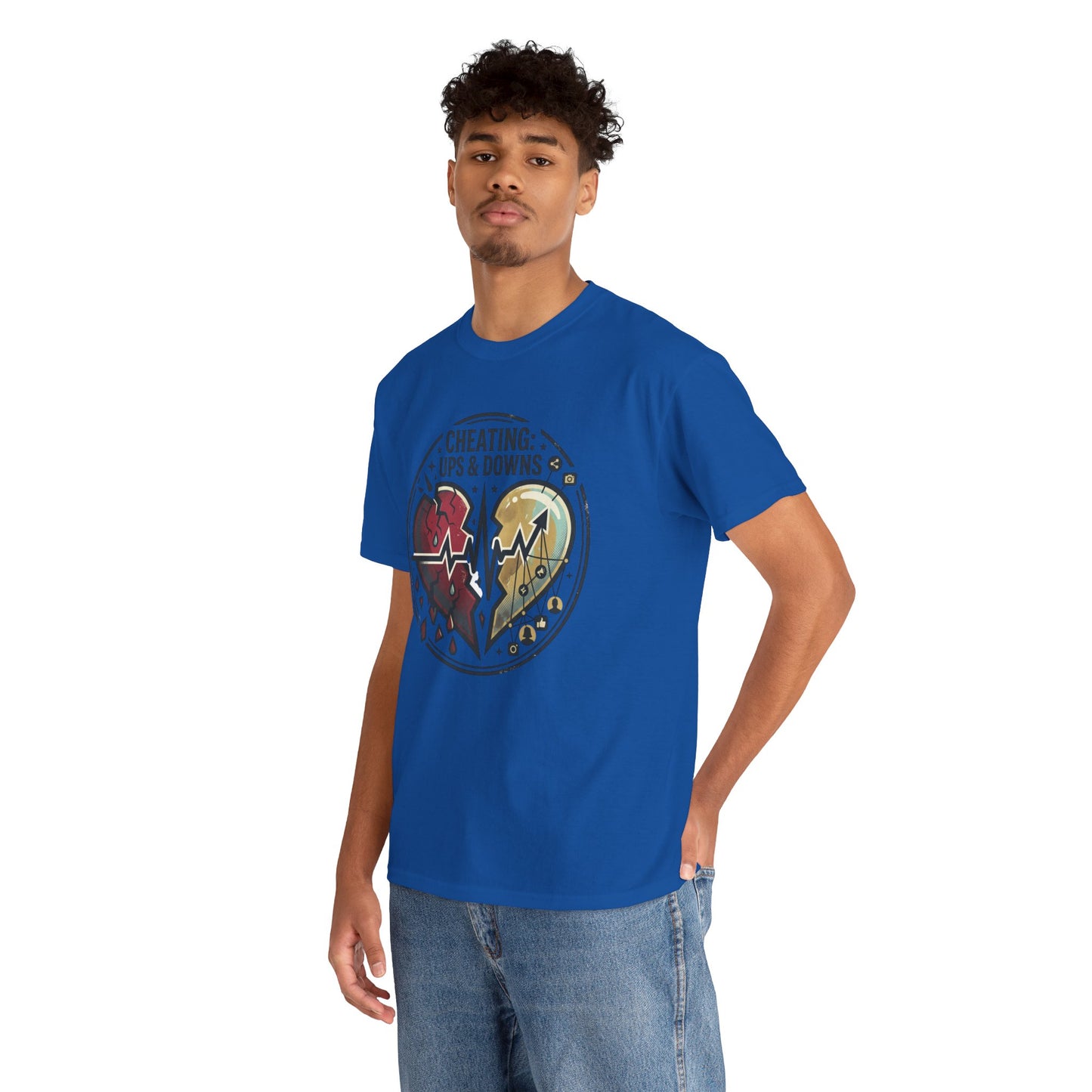 Cheating: Ups & Downs Broken Heart Graphic Tee Printify