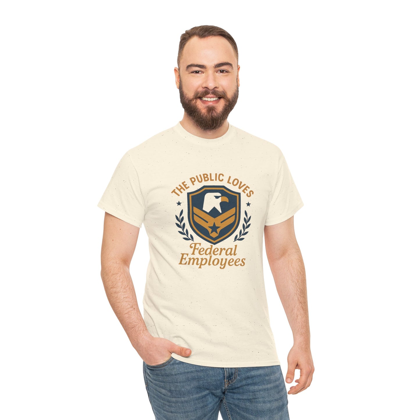 Federal Employees Tee – “The Public Loves Federal Employees” Patriotic Badge Shirt