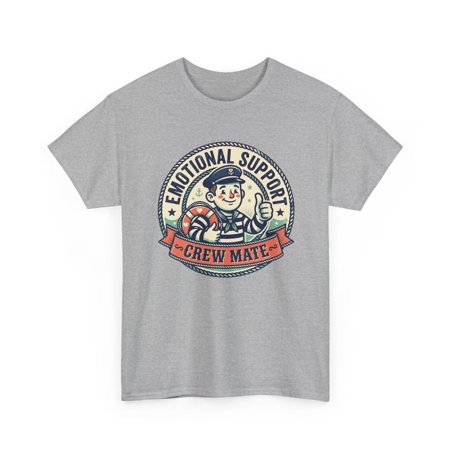 Emotional Support Crew Mate T‑Shirt — Retro Nautical Crewmate Tee Printify