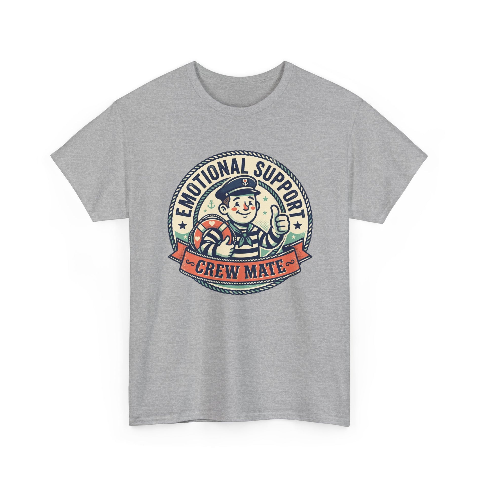 Emotional Support Crew Mate T‑Shirt — Retro Nautical Crewmate Tee Printify