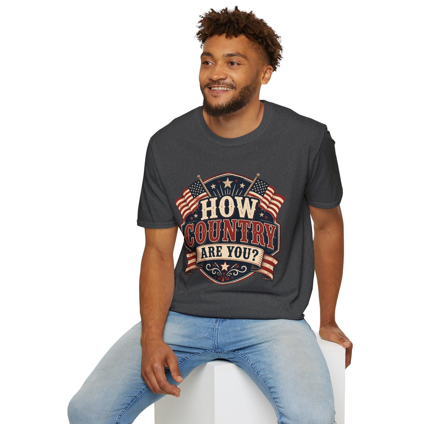 How Country Are You? T-Shirt — Vintage American Flag Country Graphic Tee