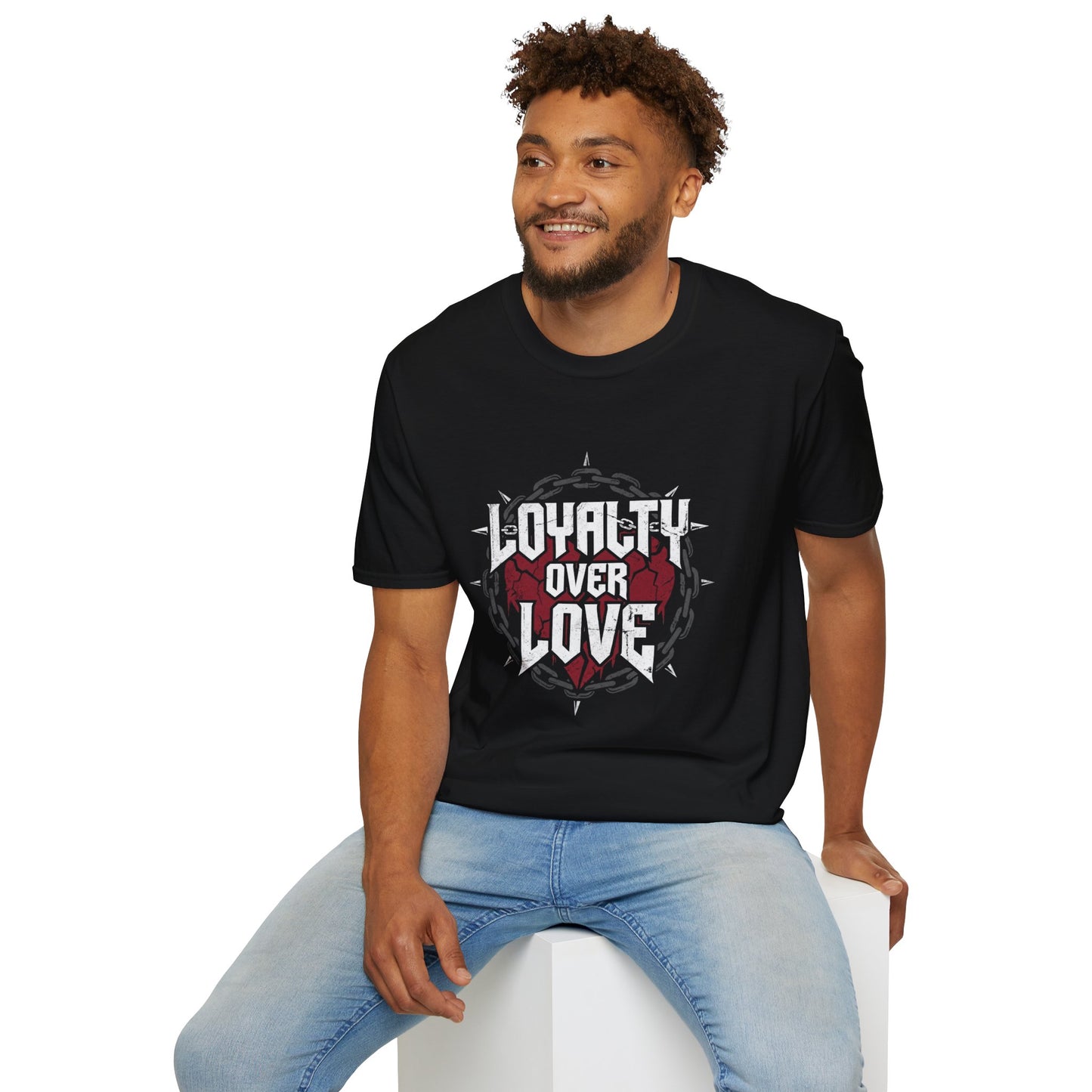 Loyalty Over Love T-Shirt — Edgy Heart & Chain Graphic Tee