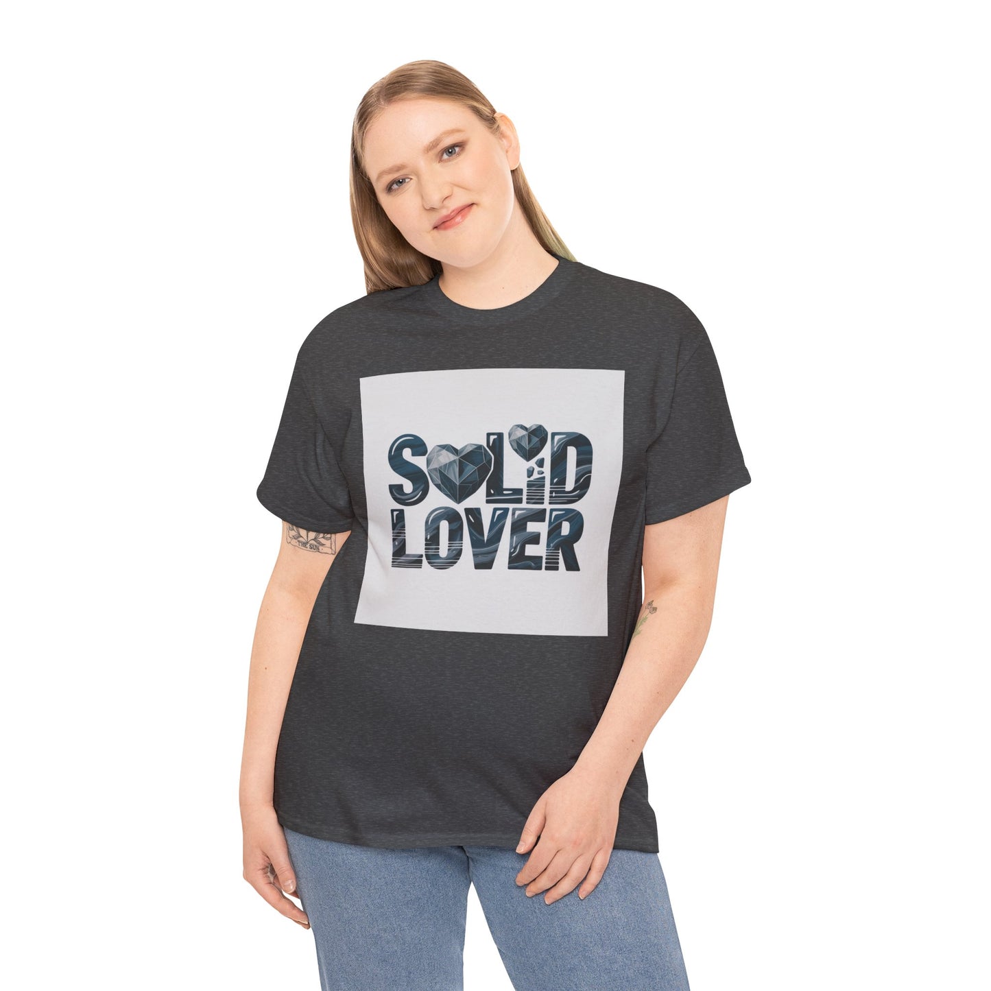 Solid Lover T‑Shirt — Bold Heart Typography Tee for Couples & Romance