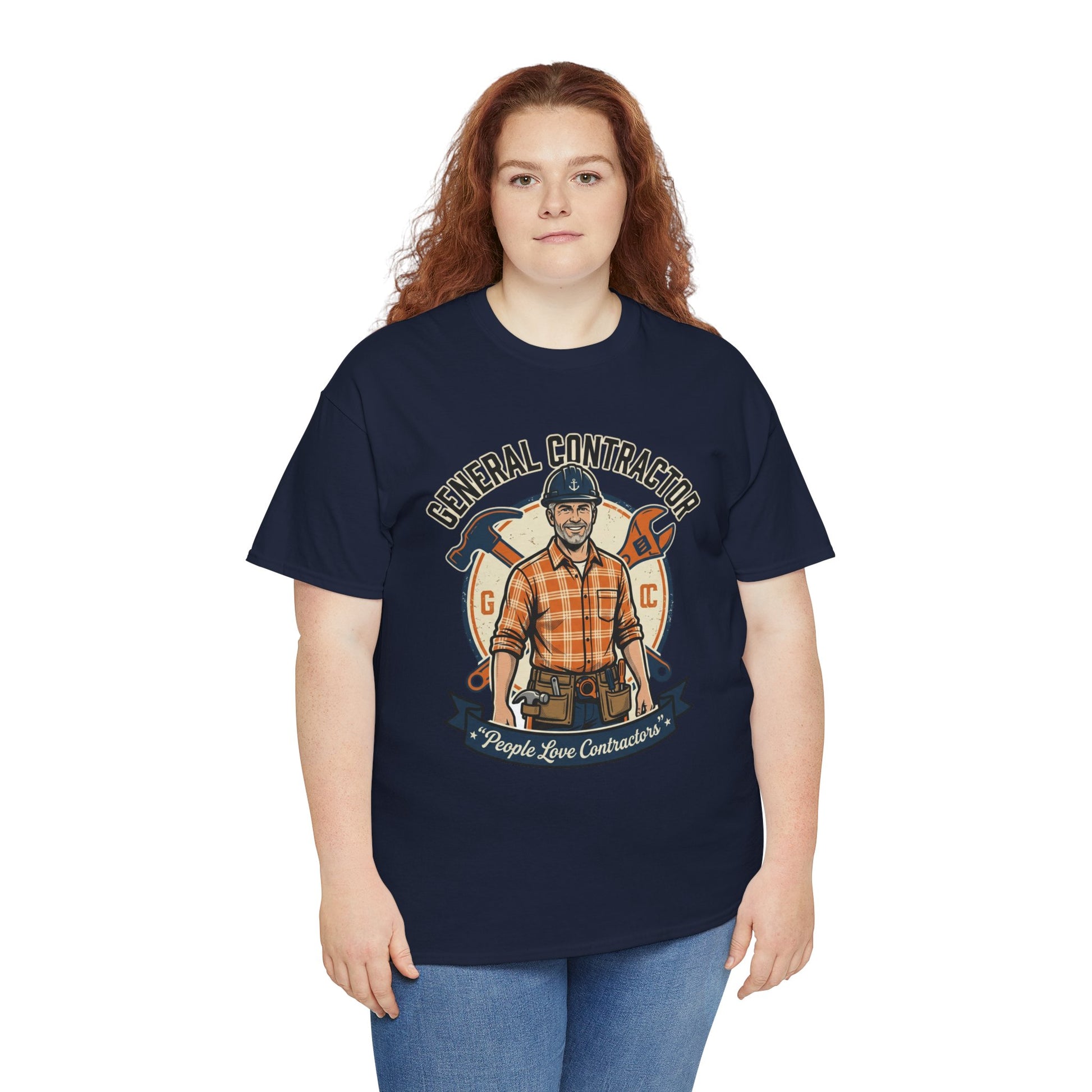 General Contractor T-Shirt — Vintage Construction Worker Logo Tee Printify