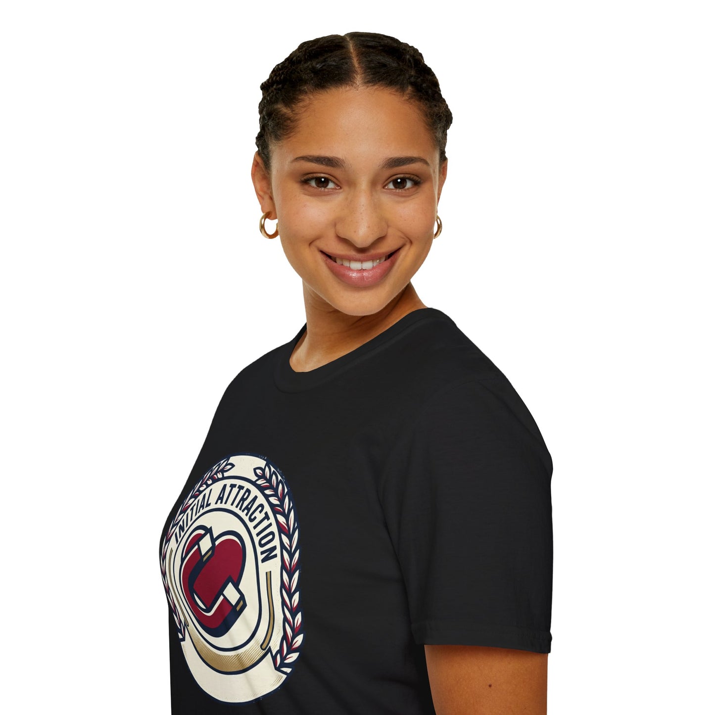 Initial Attraction T-Shirt — Retro Badge Heart Design