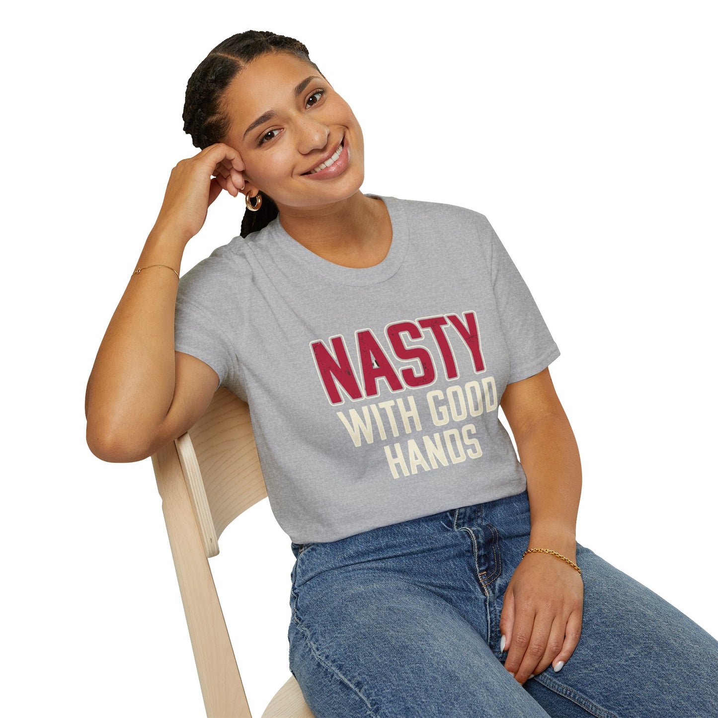 "NASTY With Good Hands" Bold Lettering Graphic Tee
