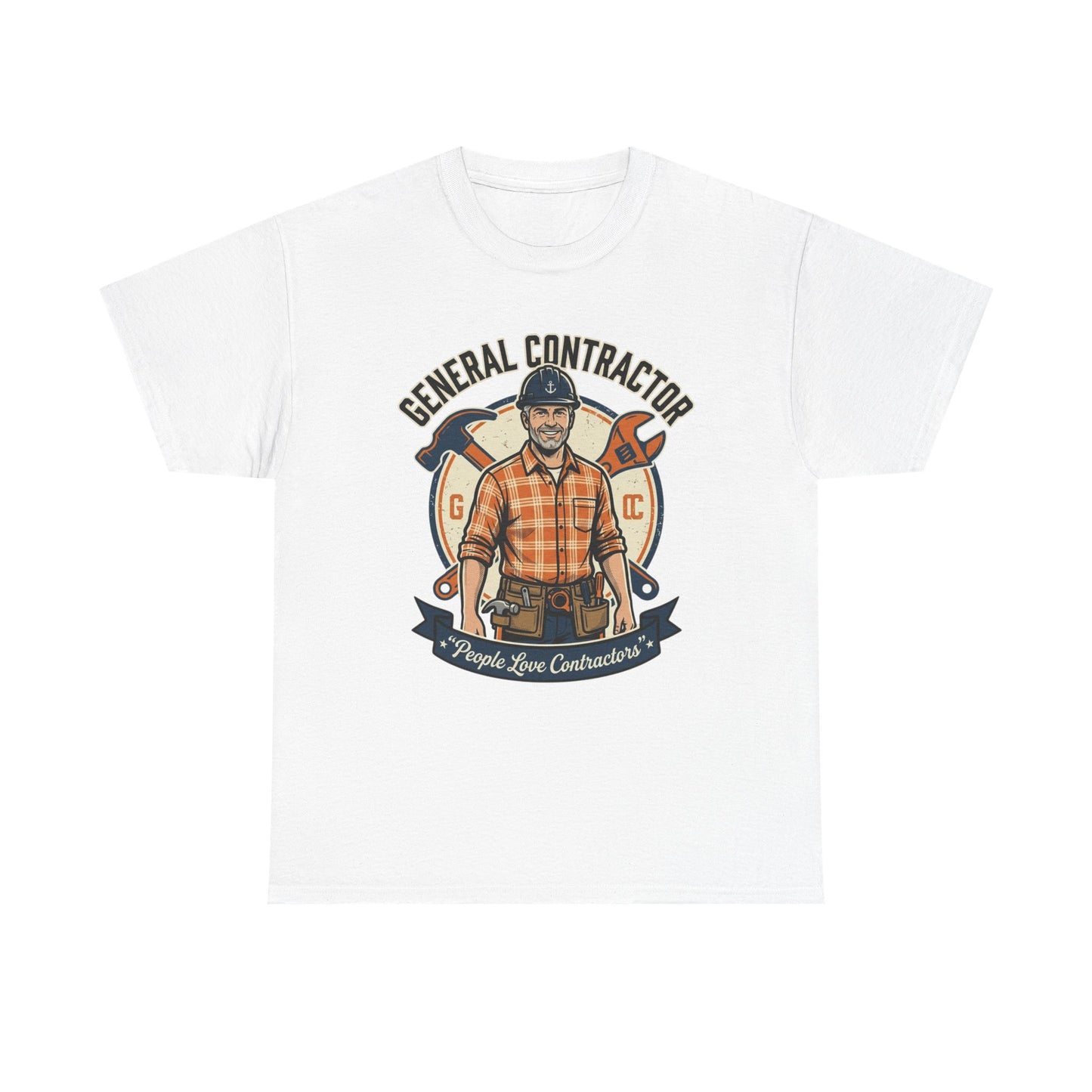General Contractor T-Shirt — Vintage Construction Worker Logo Tee Printify