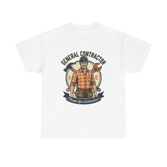 General Contractor T-Shirt — Vintage Construction Worker Logo Tee Printify