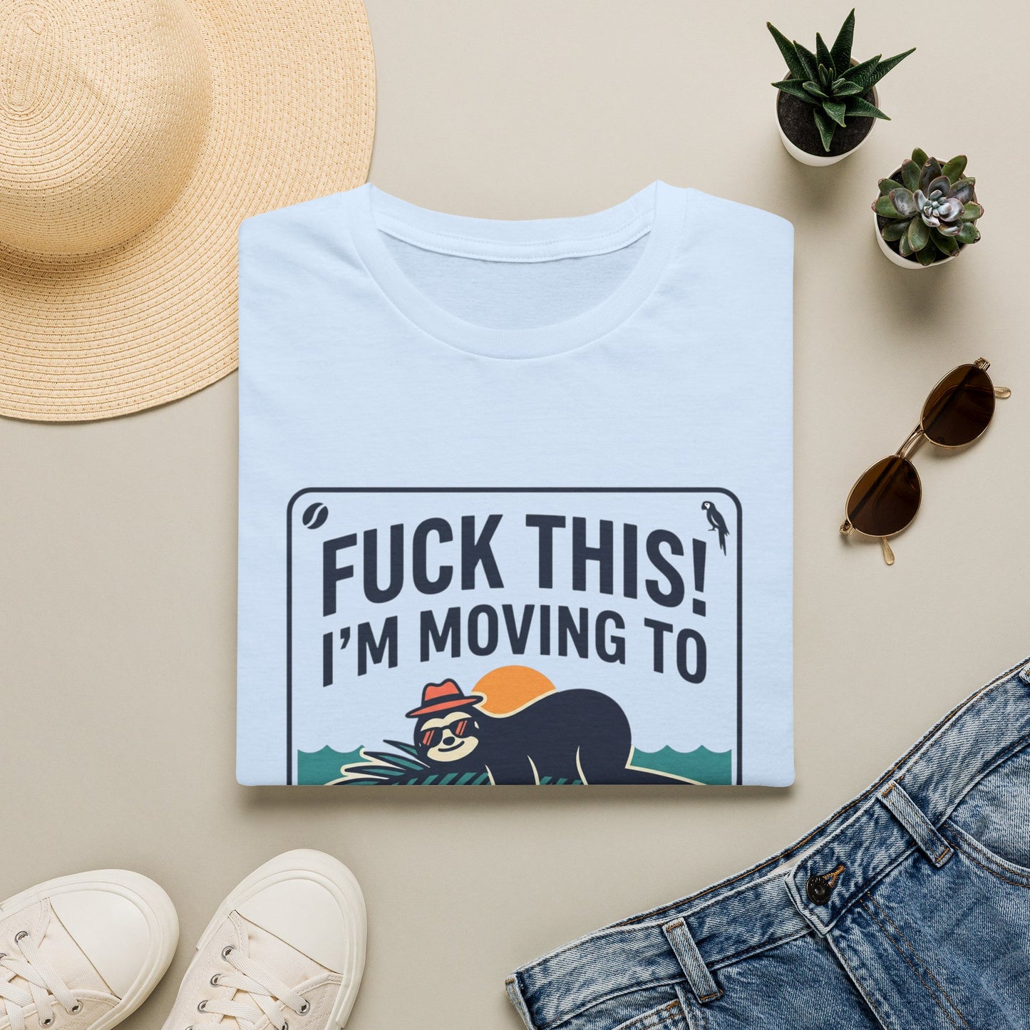 I'm Moving to Costa Rica T-Shirt — Funny Sloth 'Fuck This!' Vacation Tee